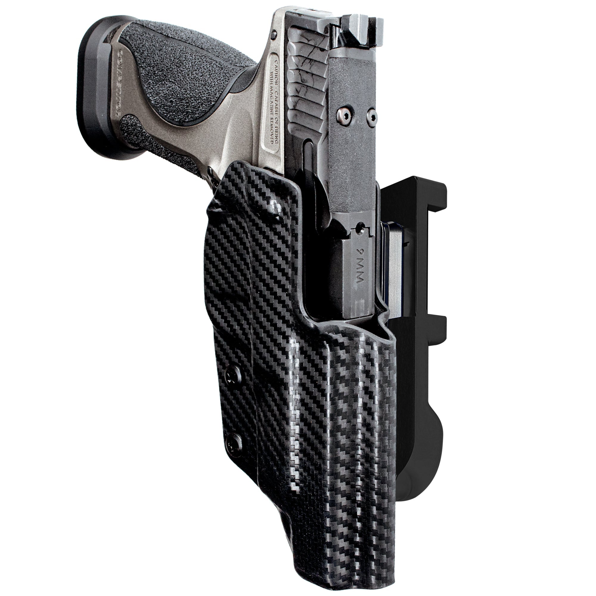 S&W M&P9 Competitor IDPA Quick Mount Holster with Black Belt Attachment, Carbon Fiber Holster Shell