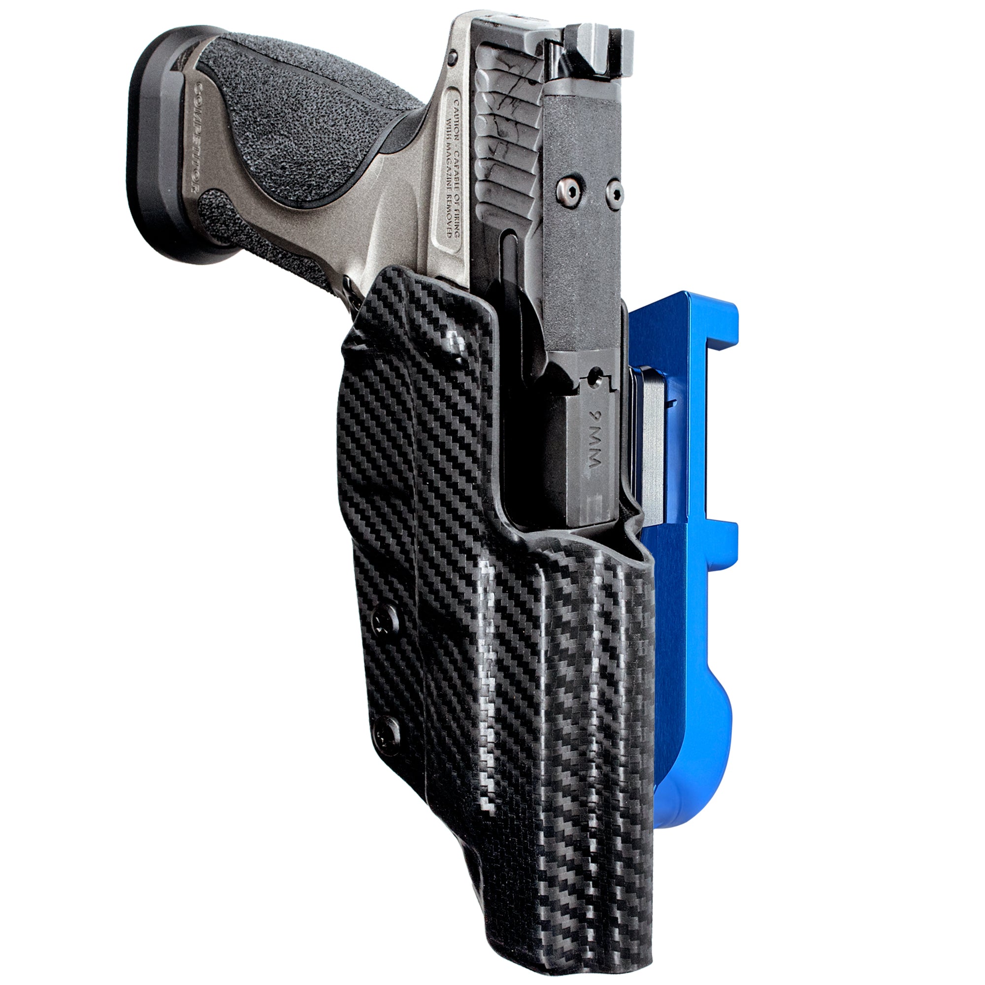 S&W M&P9 Competitor IDPA Quick Mount Holster with Blue Belt Attachment, Carbon Fiber Holster Shell