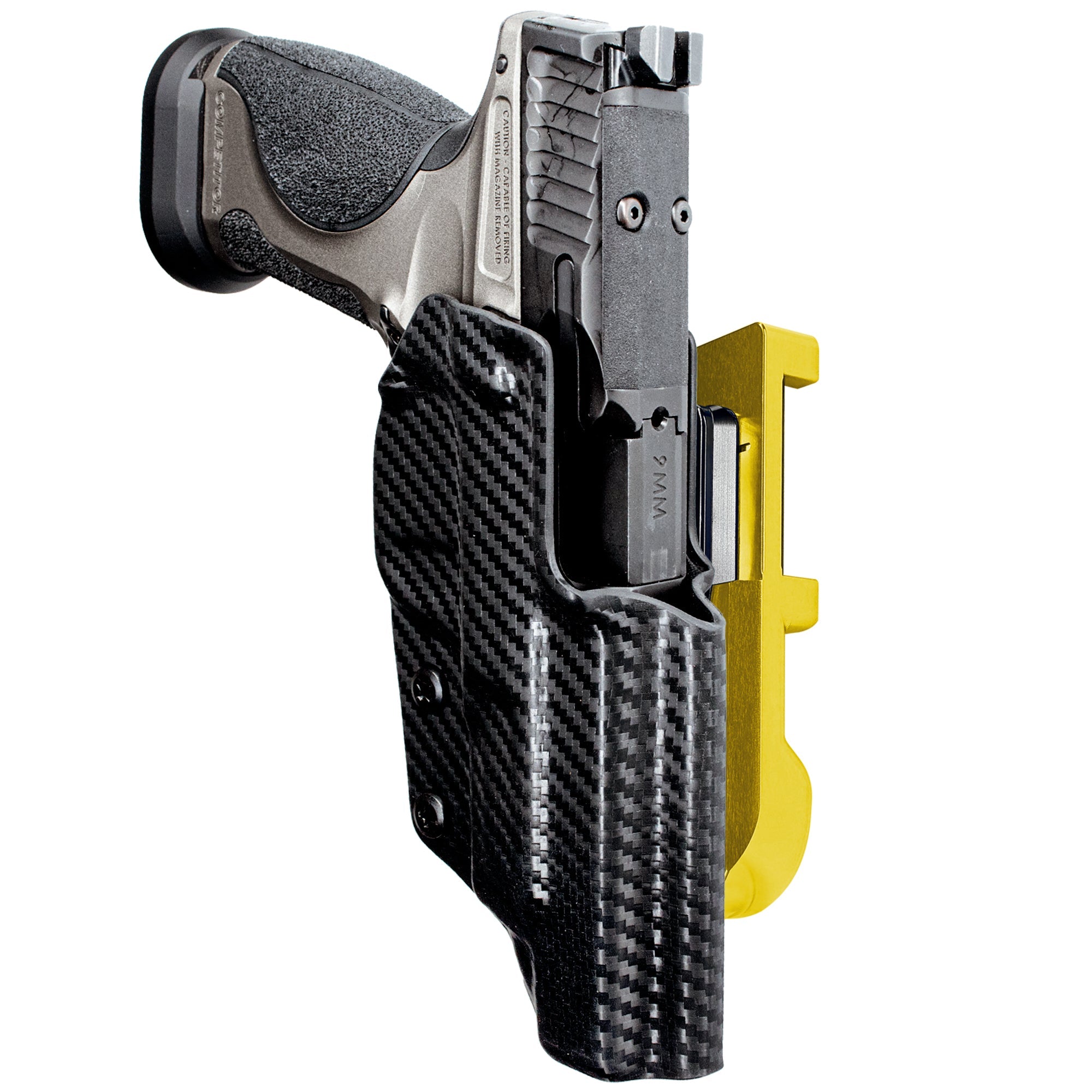 S&W M&P9 Competitor IDPA Quick Mount Holster with 24K Gold Belt Attachment, Carbon Fiber Holster Shell