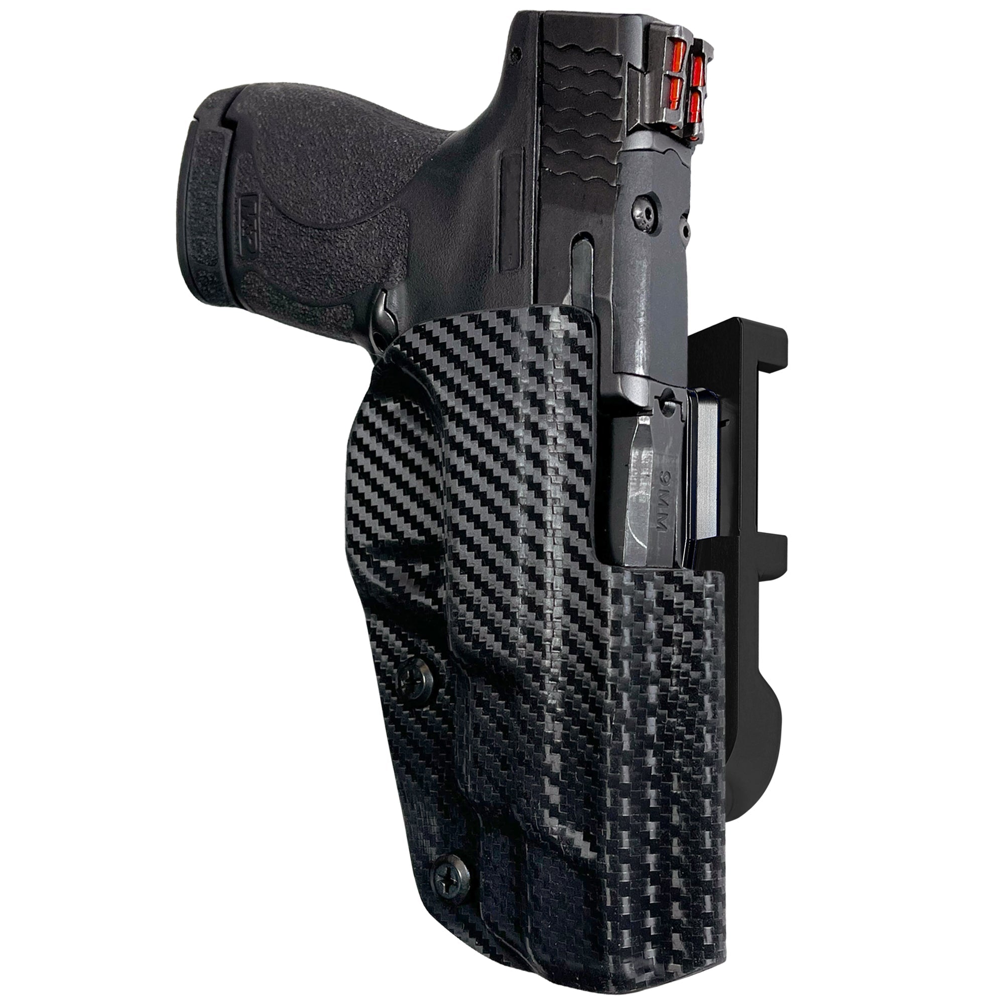 BLANK IDPA Quick Mount Holster with Black Belt Attachment, Carbon Fiber Holster Shell