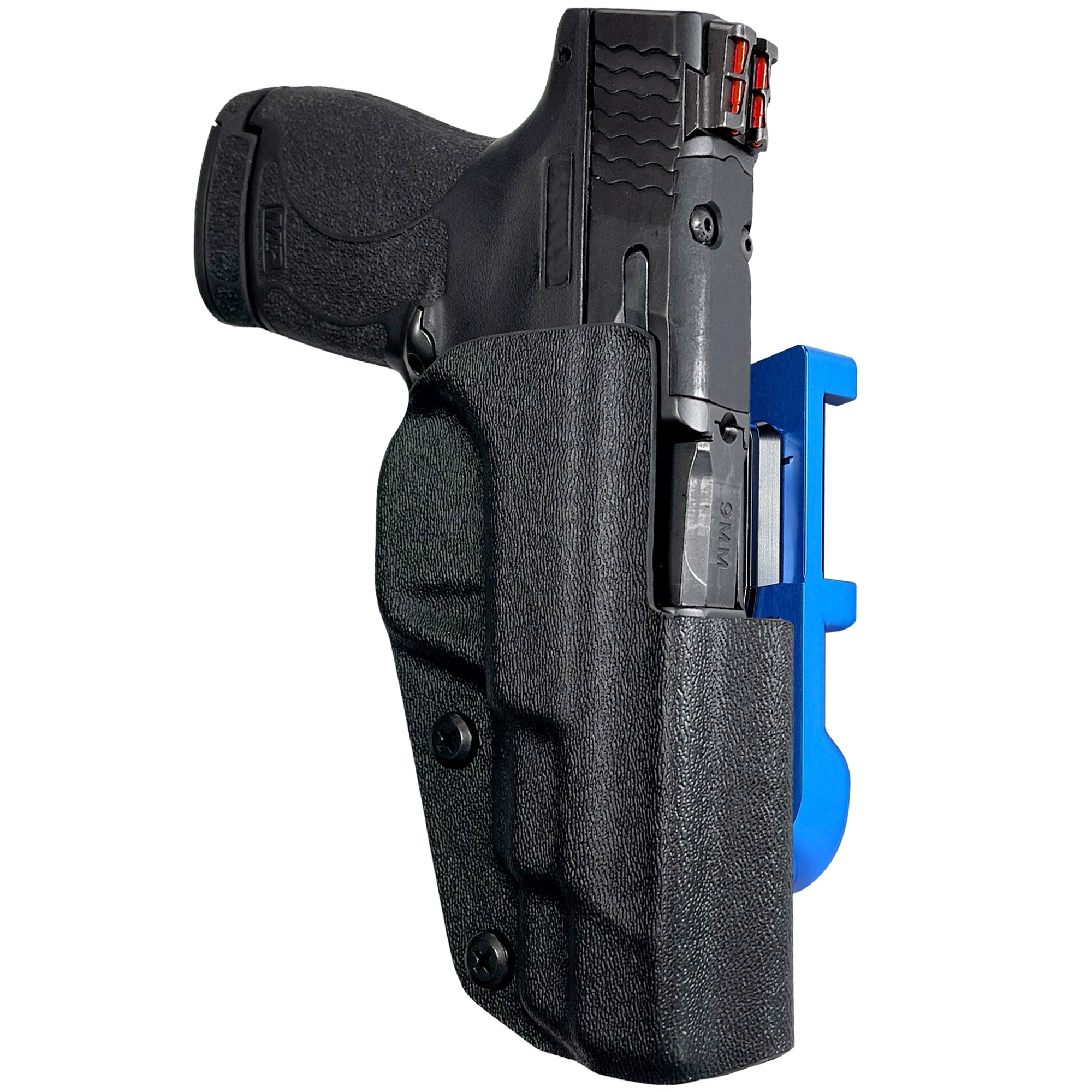 BLANK IDPA Quick Mount Holster with Blue Belt Attachment, Black Holster Shell