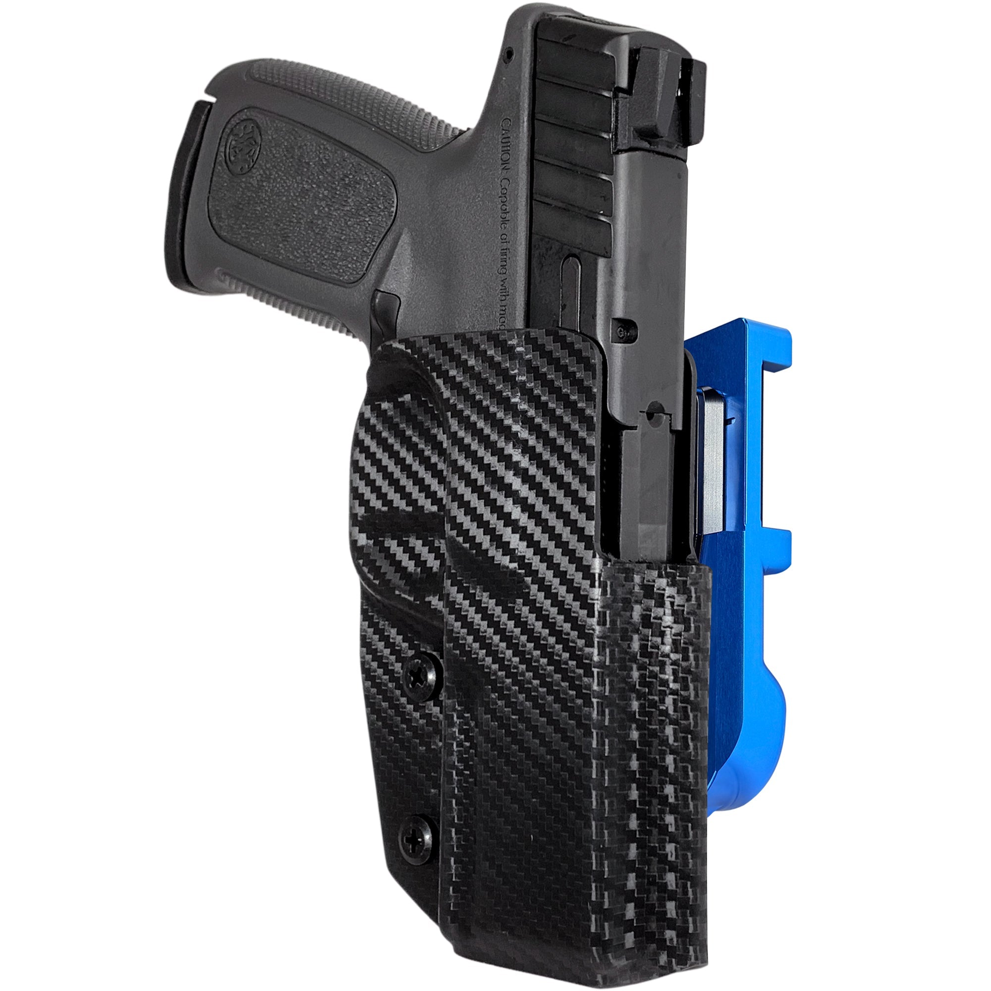 S&W SD9/SD9 VE IDPA Quick Mount Holster with Blue Belt Attachment, Carbon Fiber Holster Shell