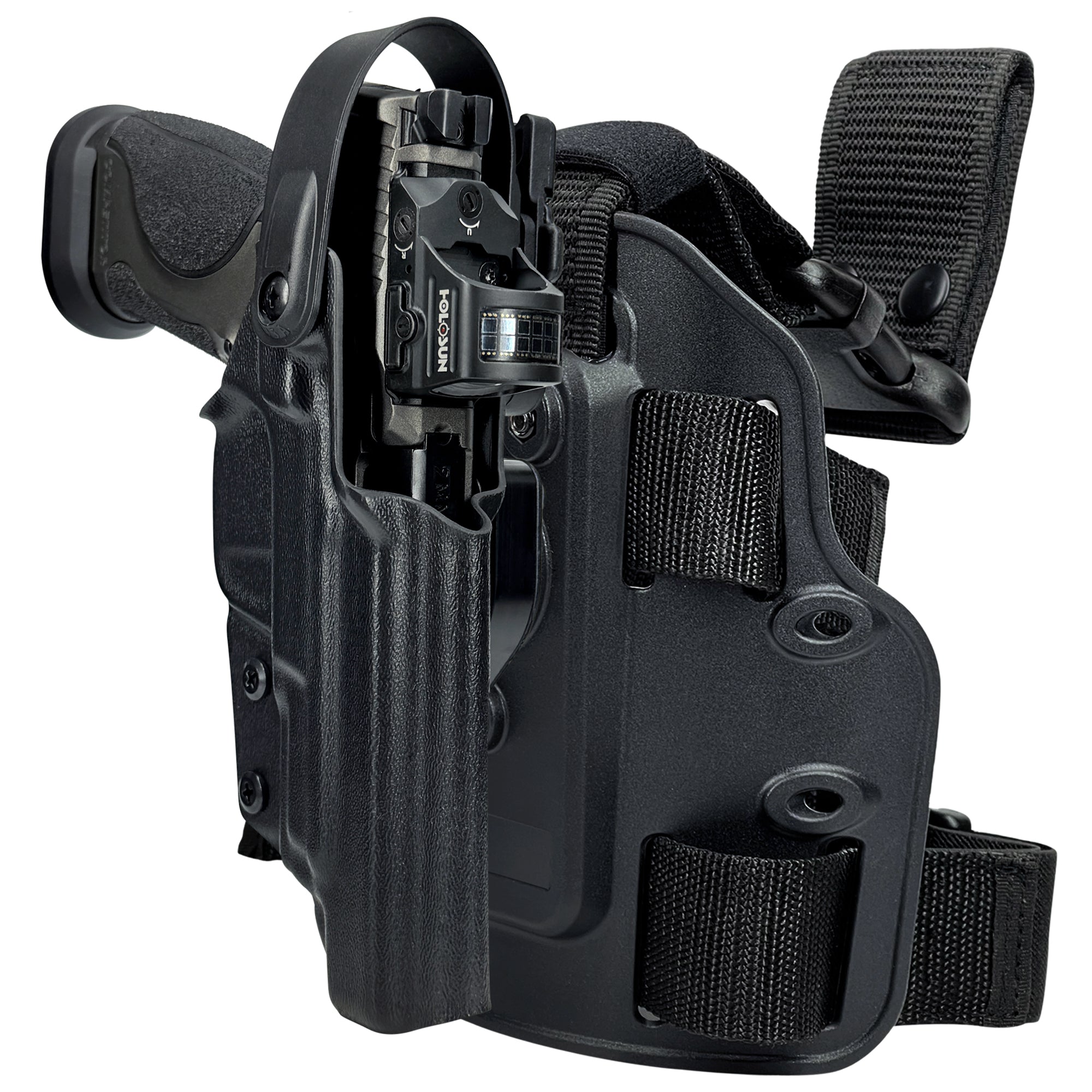 Level II Duty Drop Leg Holster for S&W MP9 Competitor in Black