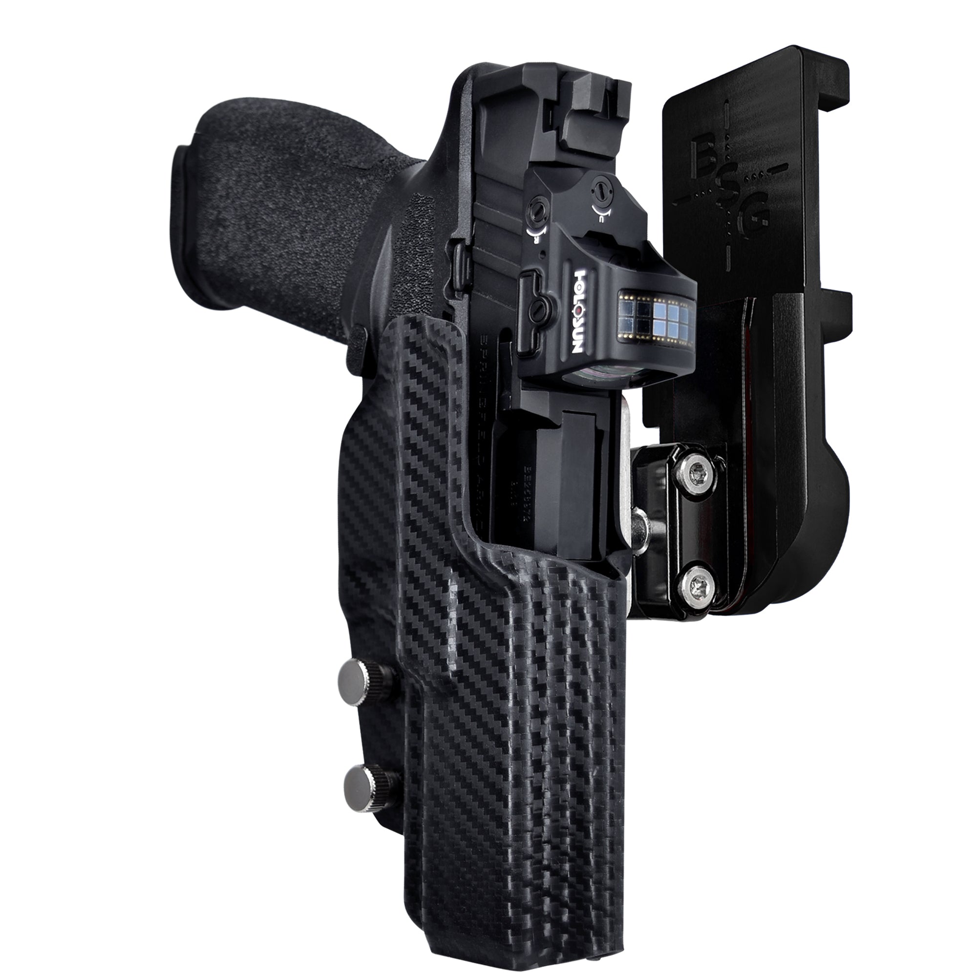 Springfield Echelon IPSC/USPA Quick Mount Ball Joint Holster with Black Belt Attachment, Carbon Fiber Holster Shell
