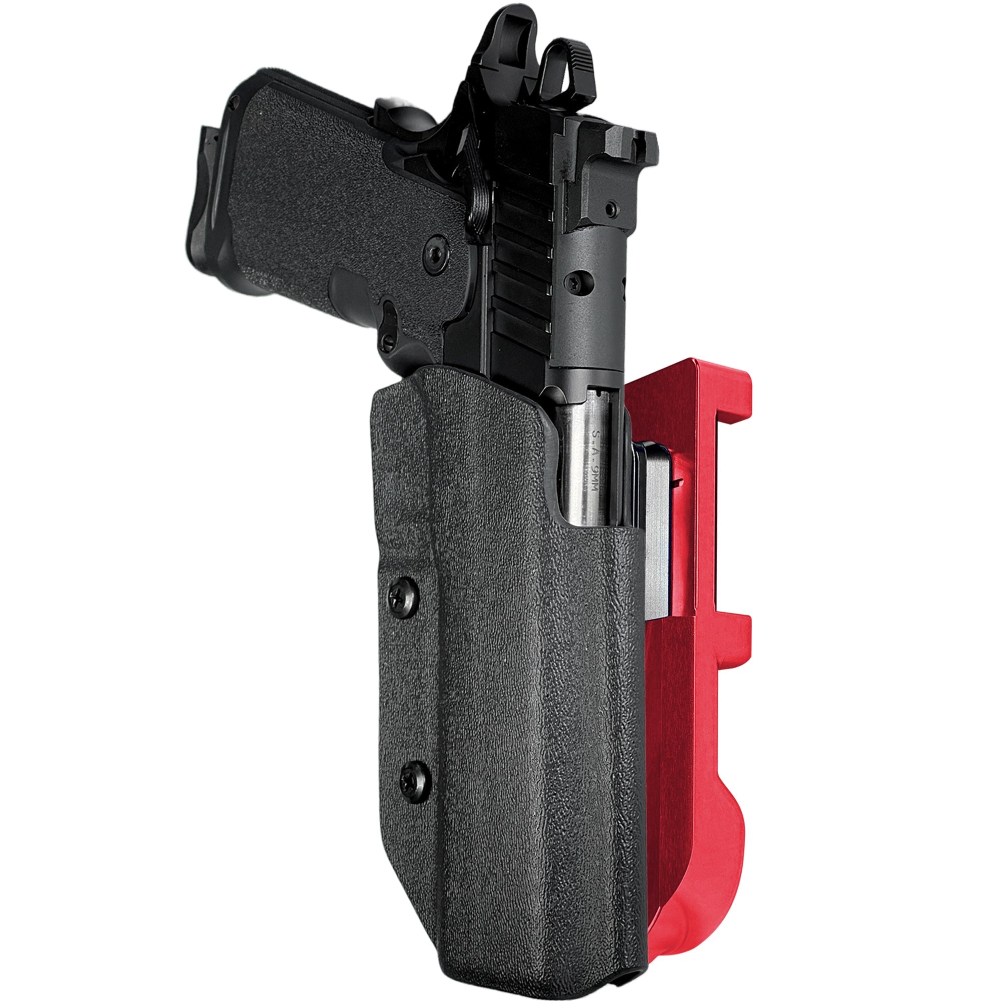 Springfield Prodigy 5'' IDPA Quick Mount Holster with Red Belt Attachment, Black Holster Shell