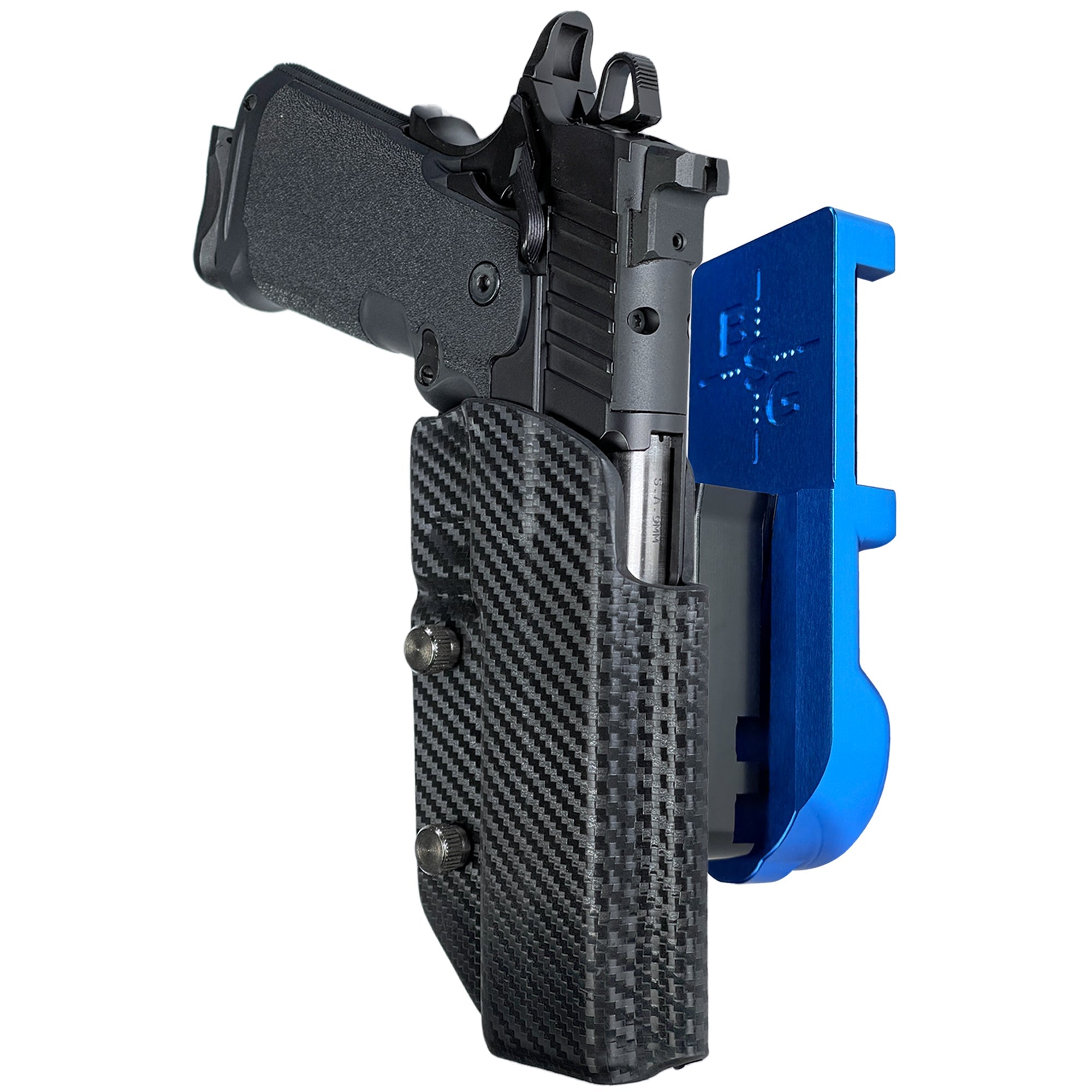Springfield Prodigy 5'' IPSC/USPA Quick Mount Holster with Blue Belt Attachment, Carbon Fiber Holster Shell