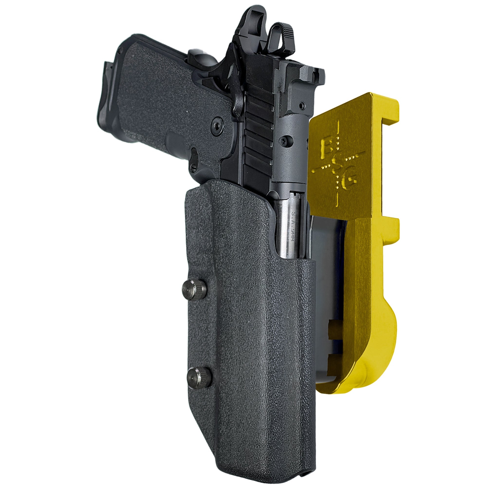Springfield Prodigy 5'' IPSC/USPA Quick Mount Holster with 24K Gold Belt Attachment, Black Holster Shell