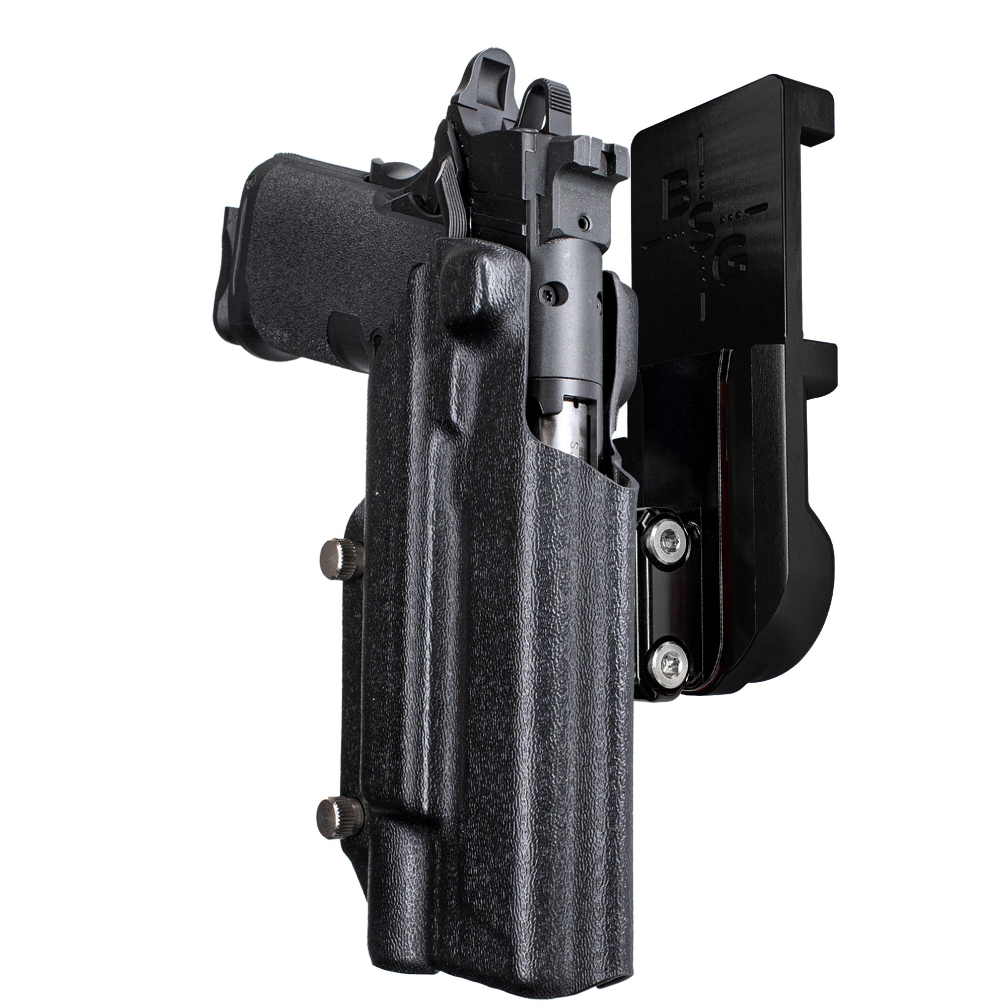 Springfield Prodigy 5 X300UA IPSC/USPA Quick Mount Ball Joint Holster with Black Belt Attachment, Black Holster Shell