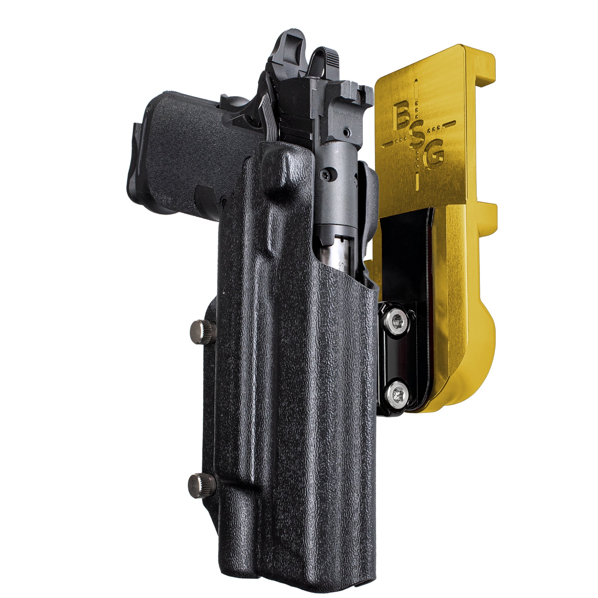 Springfield Prodigy 5 X300UA IPSC/USPA Quick Mount Ball Joint Holster with 24K Gold Belt Attachment, Black Holster Shell