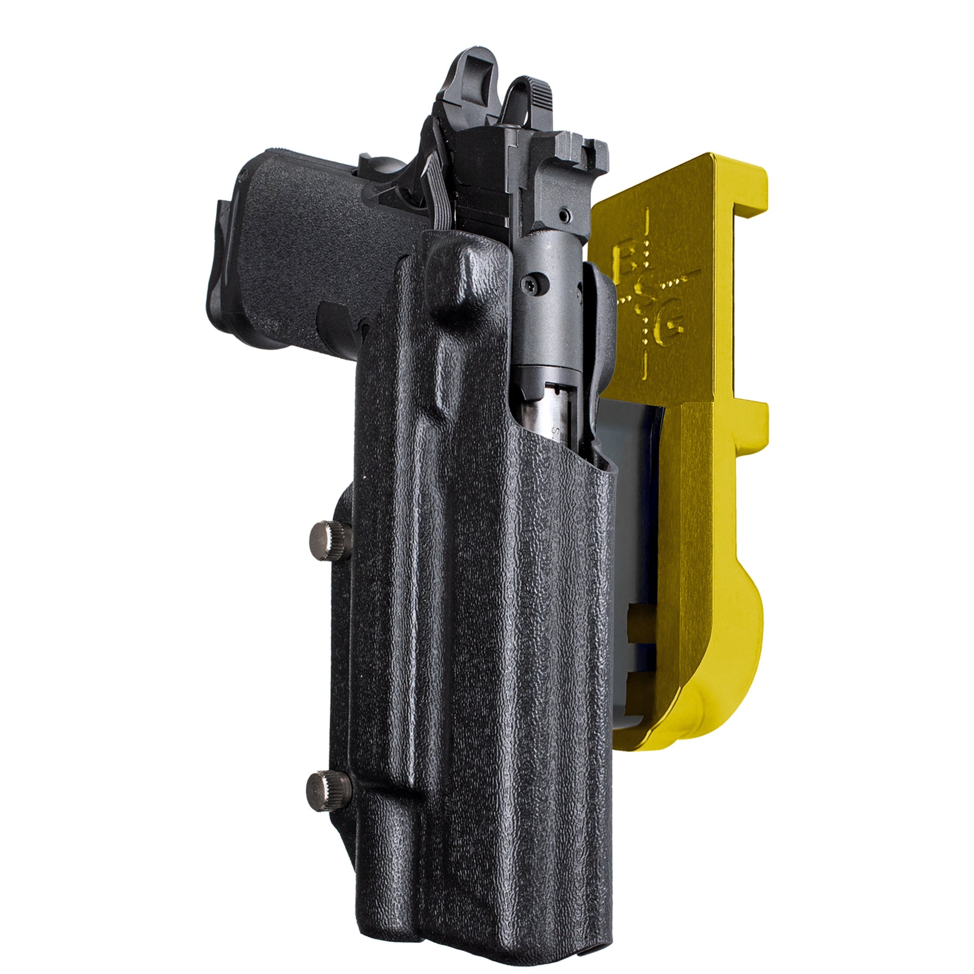 Springfield Prodigy 5 X300UA IPSC/USPA Quick Mount Holster with 24K Gold Belt Attachment, Black Holster Shell