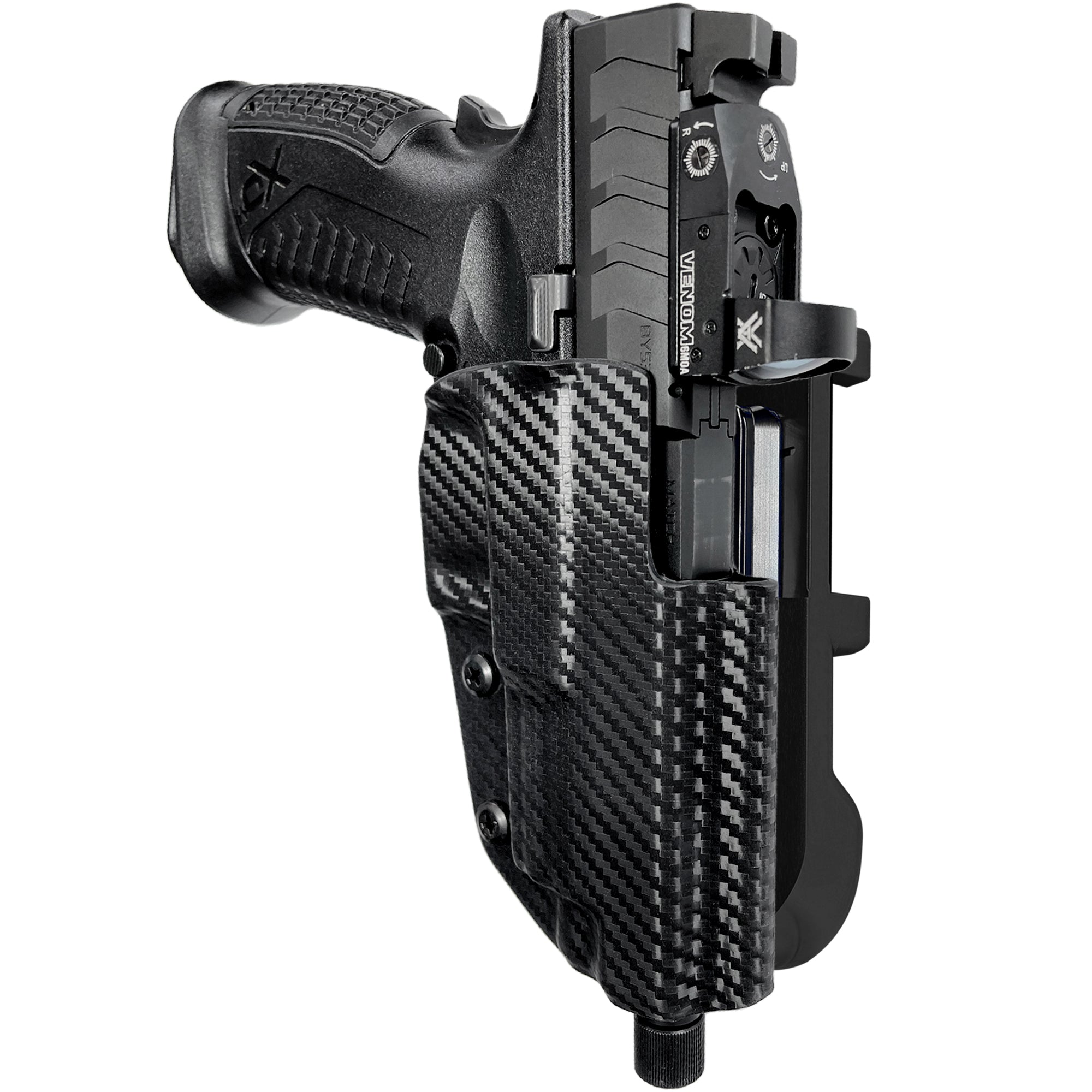 Springfield XD-M Elite 4.5'' IDPA Quick Mount Holster with Black Belt Attachment, Carbon Fiber Holster Shell