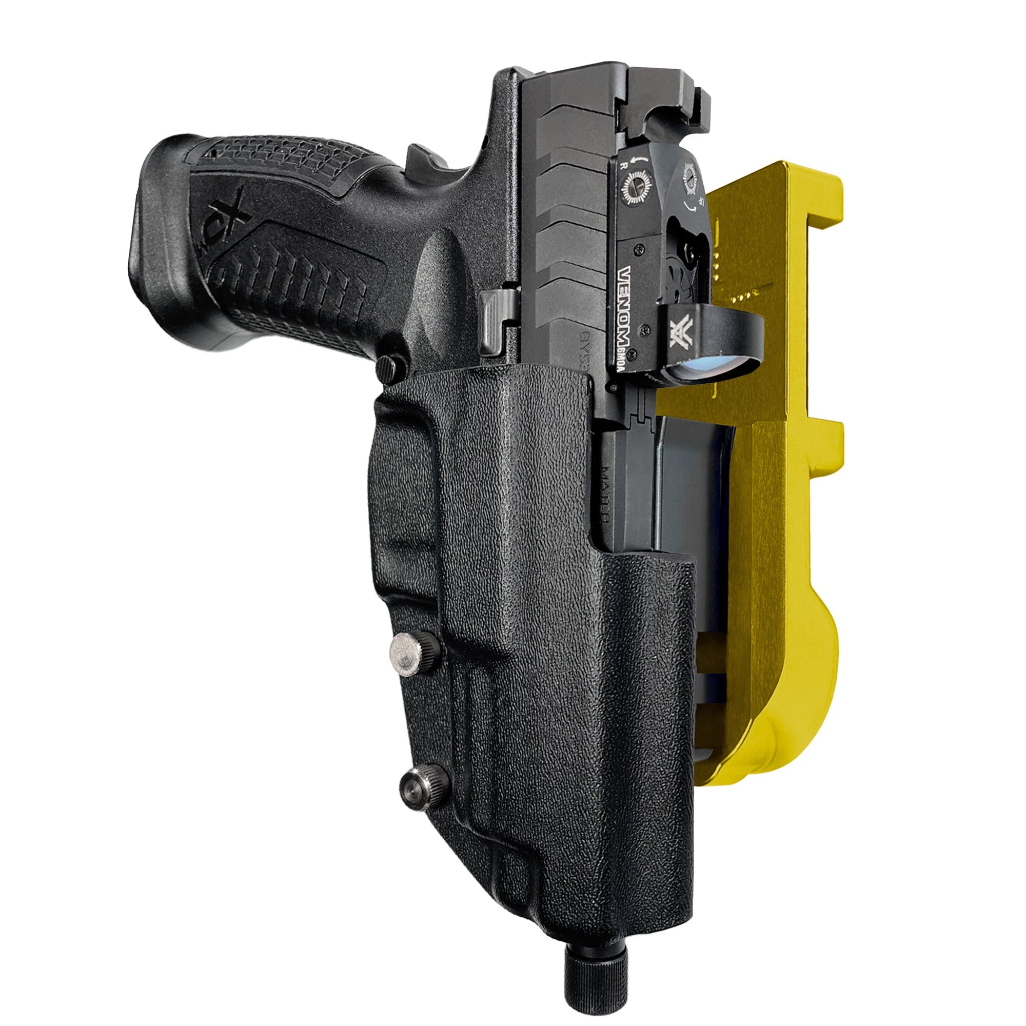 Springfield XD-M Elite 4.5'' IPSC/USPA Quick Mount Holster with 24K Gold Belt Attachment, Black Holster Shell