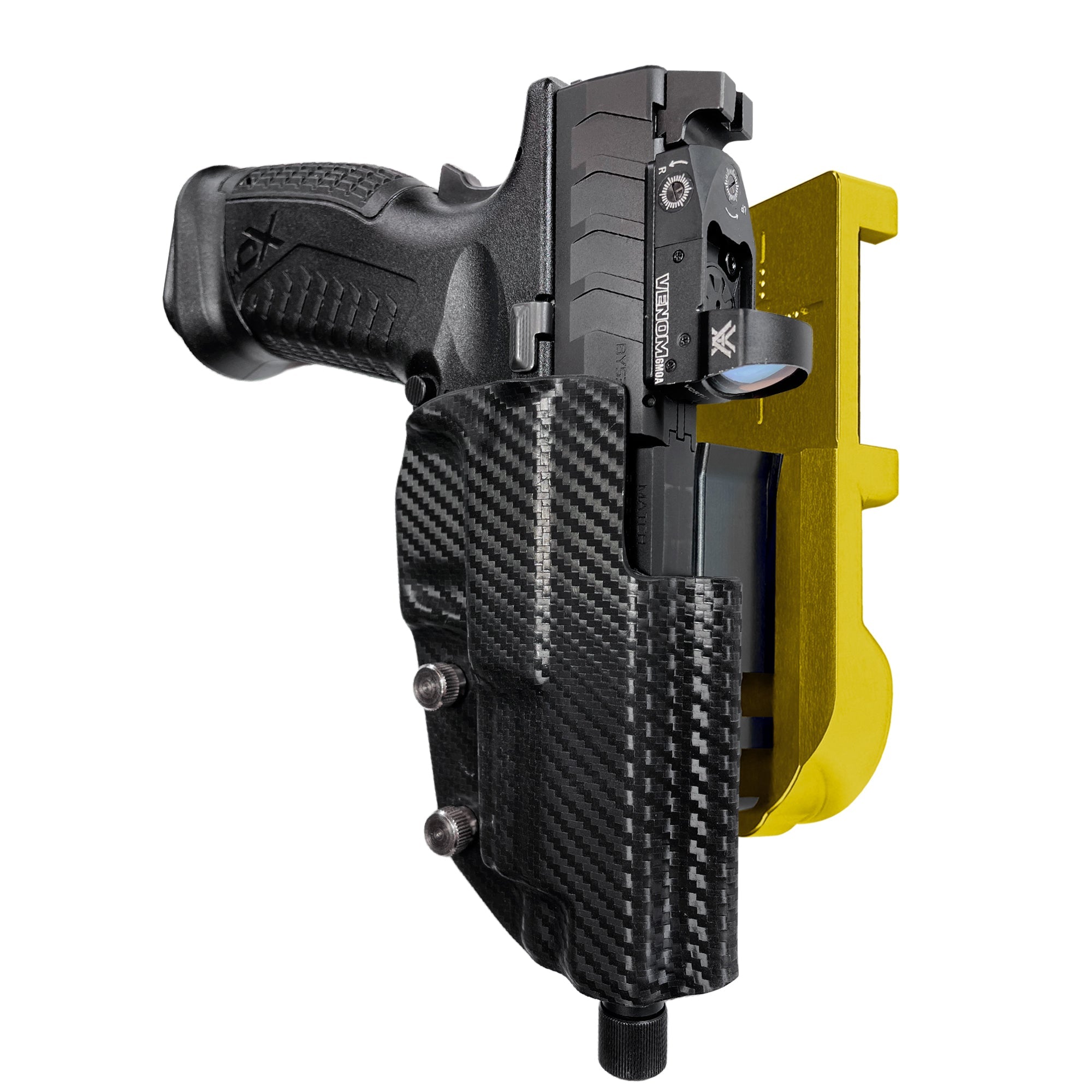 Springfield XD-M Elite 4.5'' IPSC/USPA Quick Mount Holster with 24K Gold Belt Attachment, Carbon Fiber Holster Shell