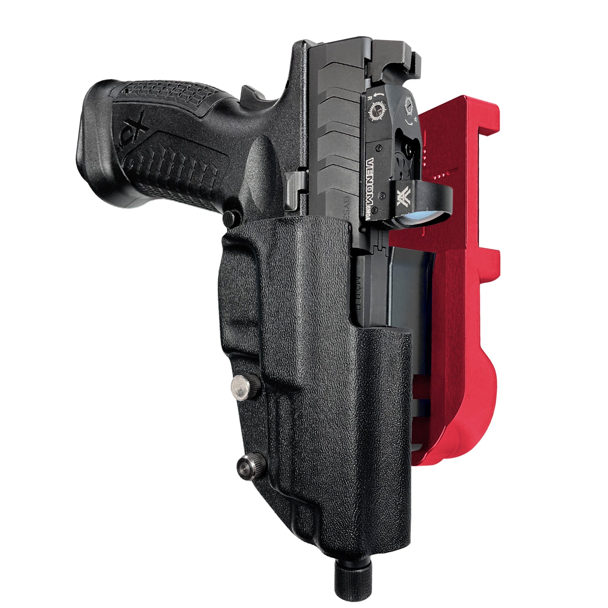 Springfield XD-M Elite 4.5'' IPSC/USPA Quick Mount Holster with Red Belt Attachment, Black Holster Shell