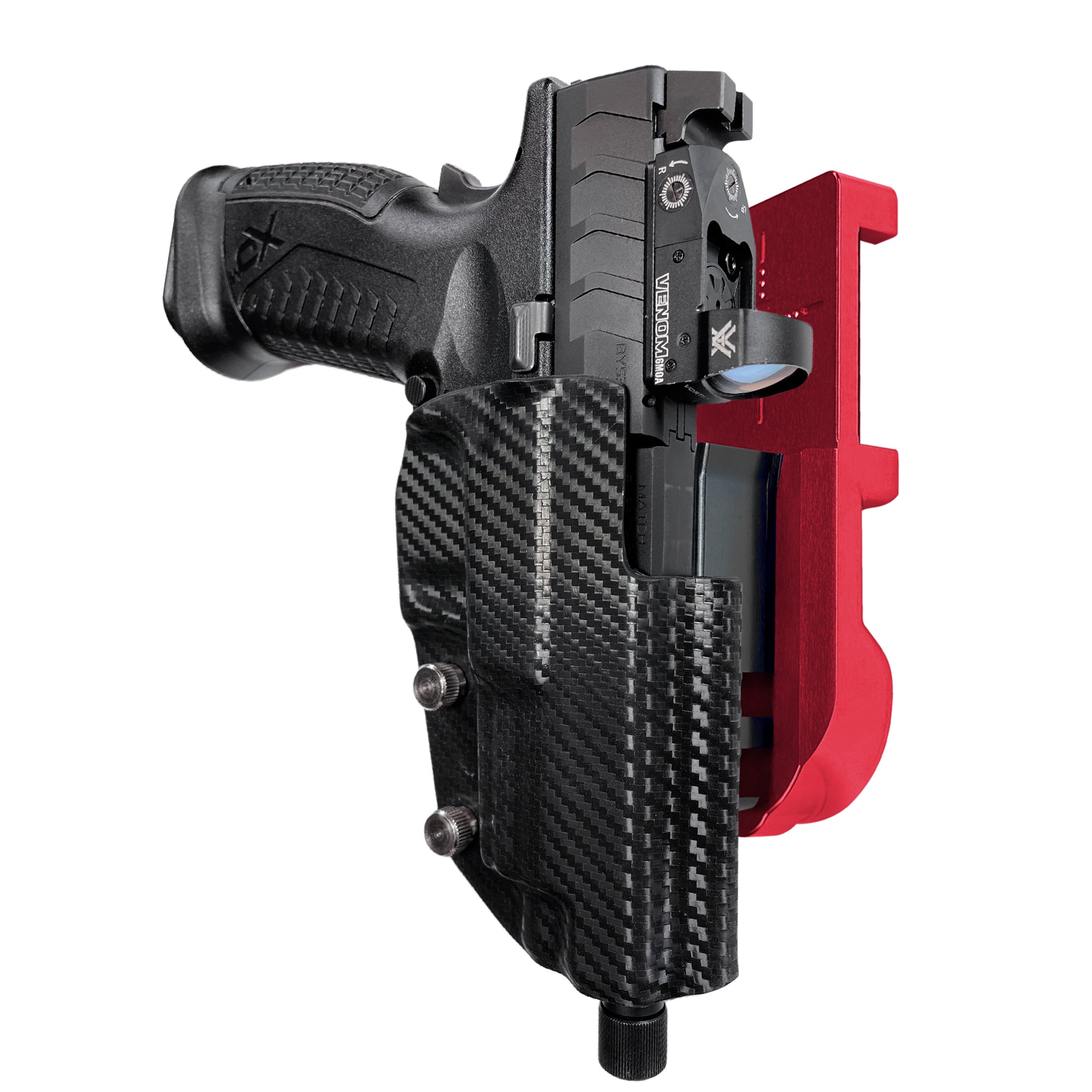 Springfield XD-M Elite 4.5'' IPSC/USPA Quick Mount Holster with Red Belt Attachment, Carbon Fiber Holster Shell