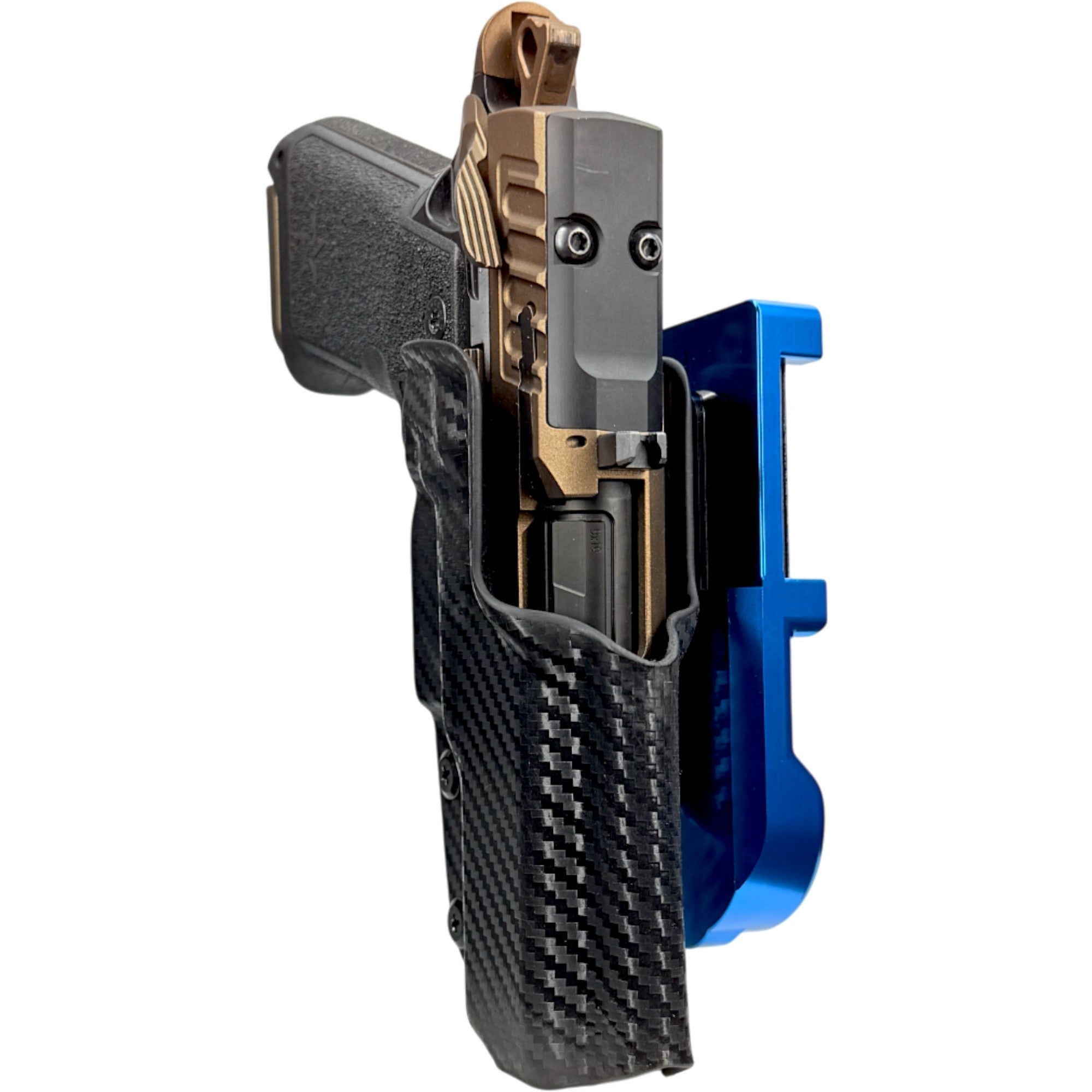 Staccato HD P4 IDPA Quick Mount Holster with Blue Belt Attachment, Carbon Fiber Holster Shell
