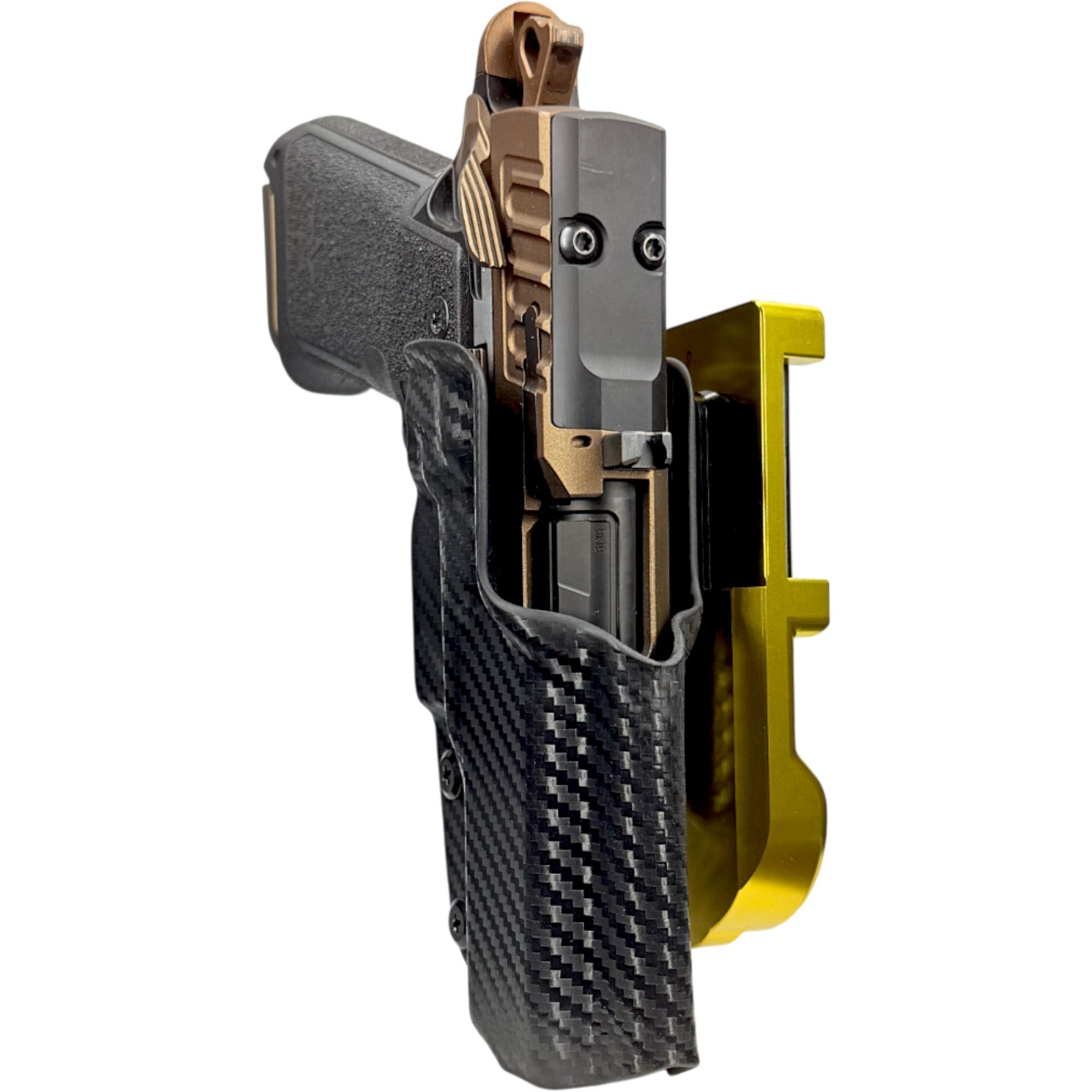 Staccato HD P4 IDPA Quick Mount Holster with 24K Gold Belt Attachment, Carbon Fiber Holster Shell