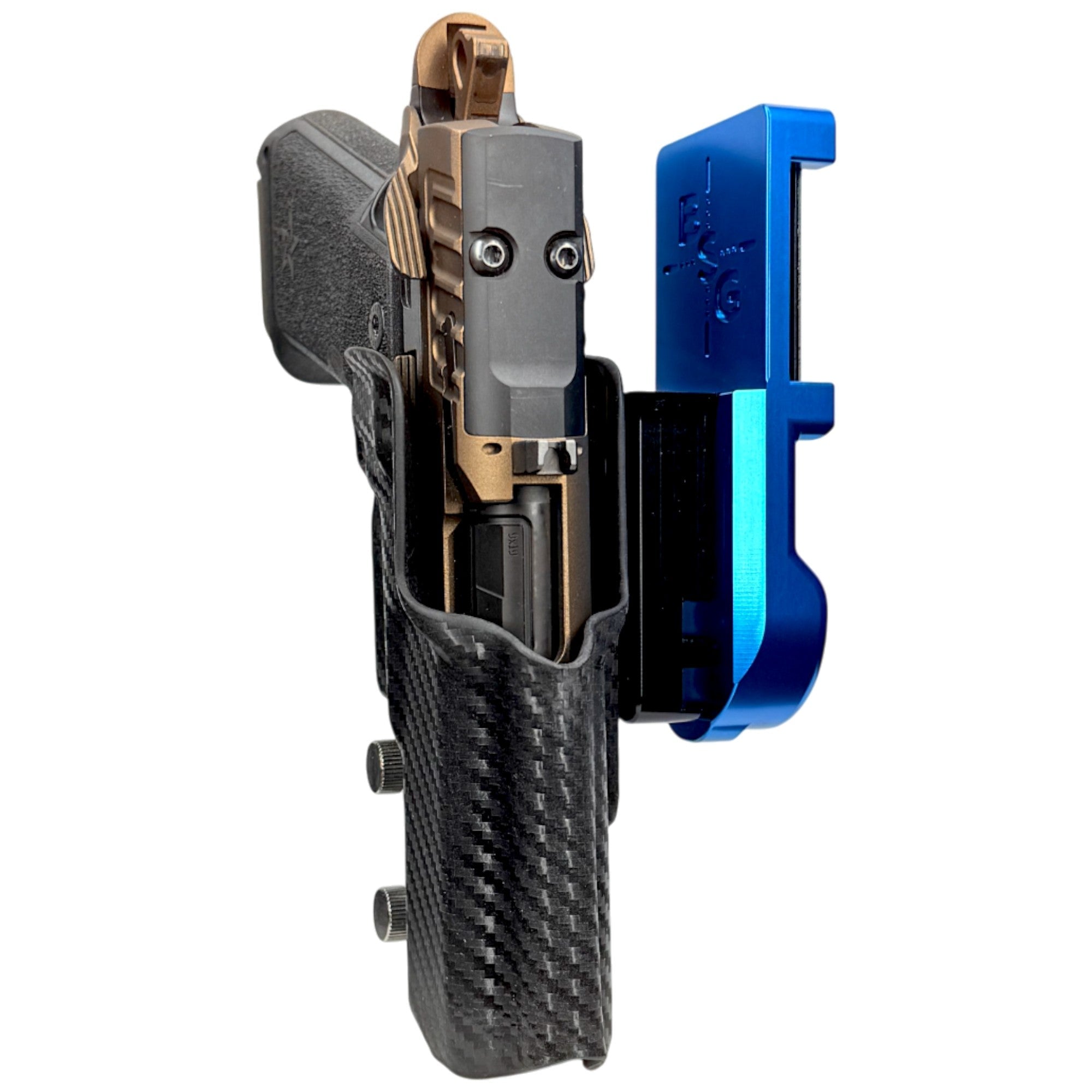 Staccato HD P4 IPSC/USPA Quick Mount Holster with Blue Belt Attachment, Carbon Fiber Holster Shell