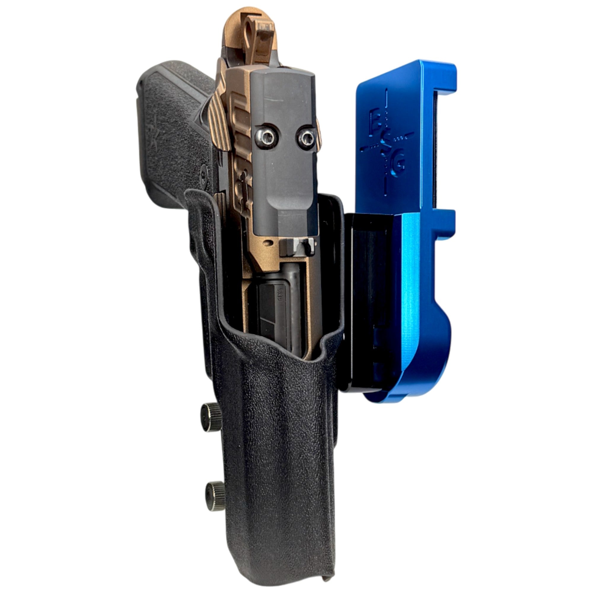 Staccato HD P4 IPSC/USPA Quick Mount Holster with Blue Belt Attachment, Black Holster Shell