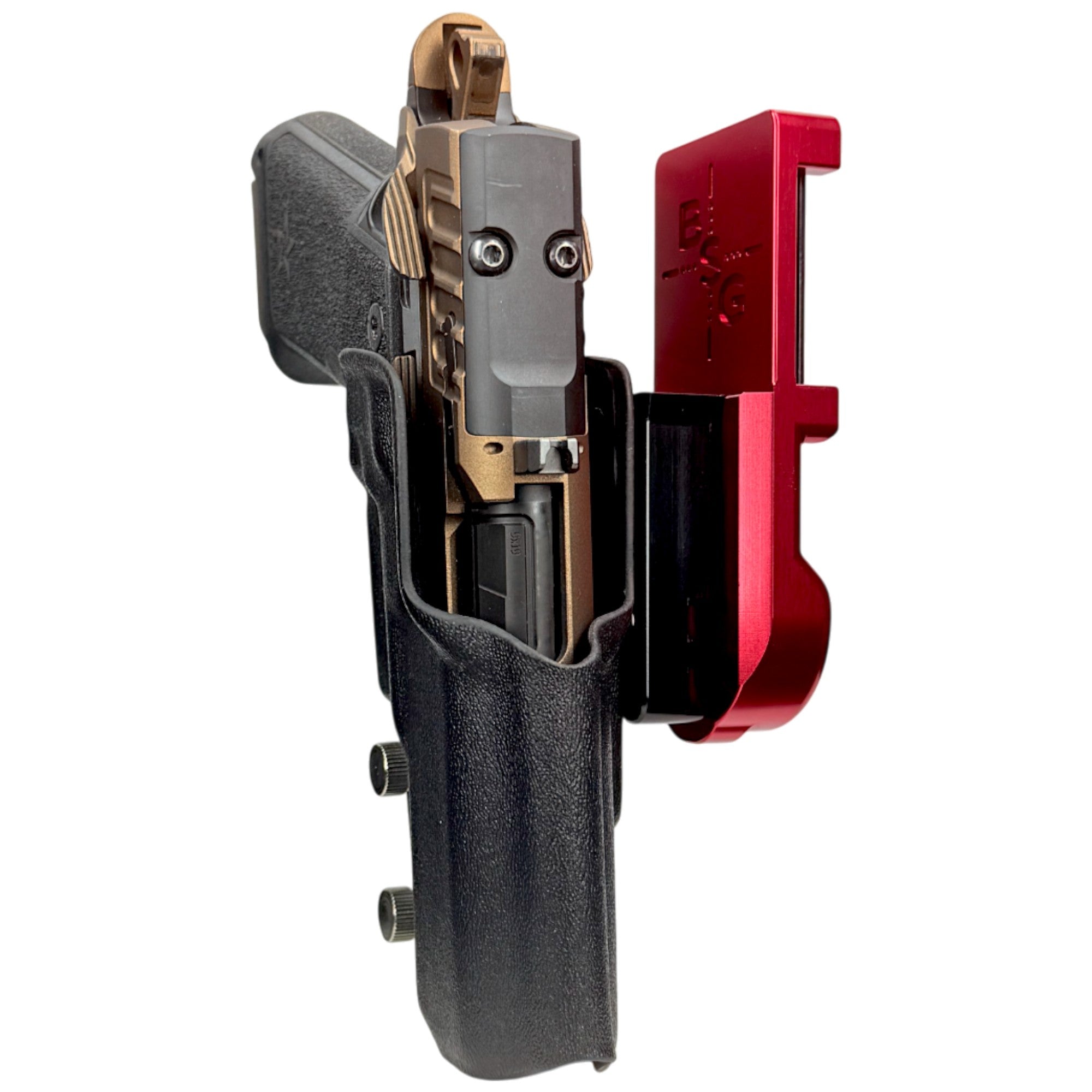 Staccato HD P4 IPSC/USPA Quick Mount Holster with Red Belt Attachment, Black Holster Shell