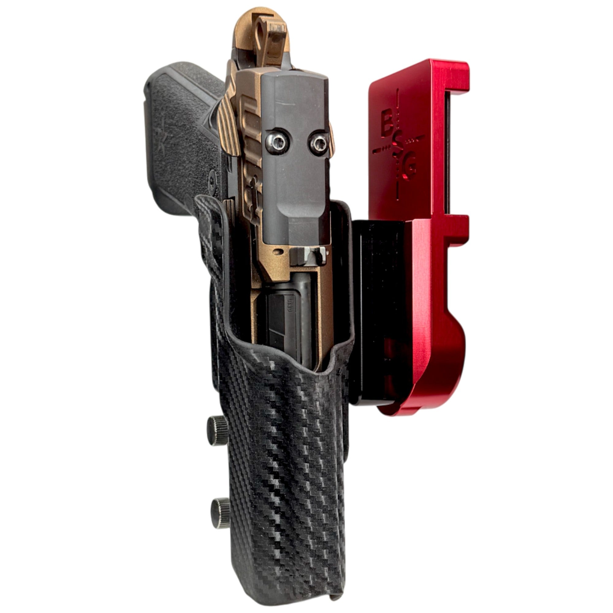 Staccato HD P4 IPSC/USPA Quick Mount Holster with Red Belt Attachment, Carbon Fiber Holster Shell