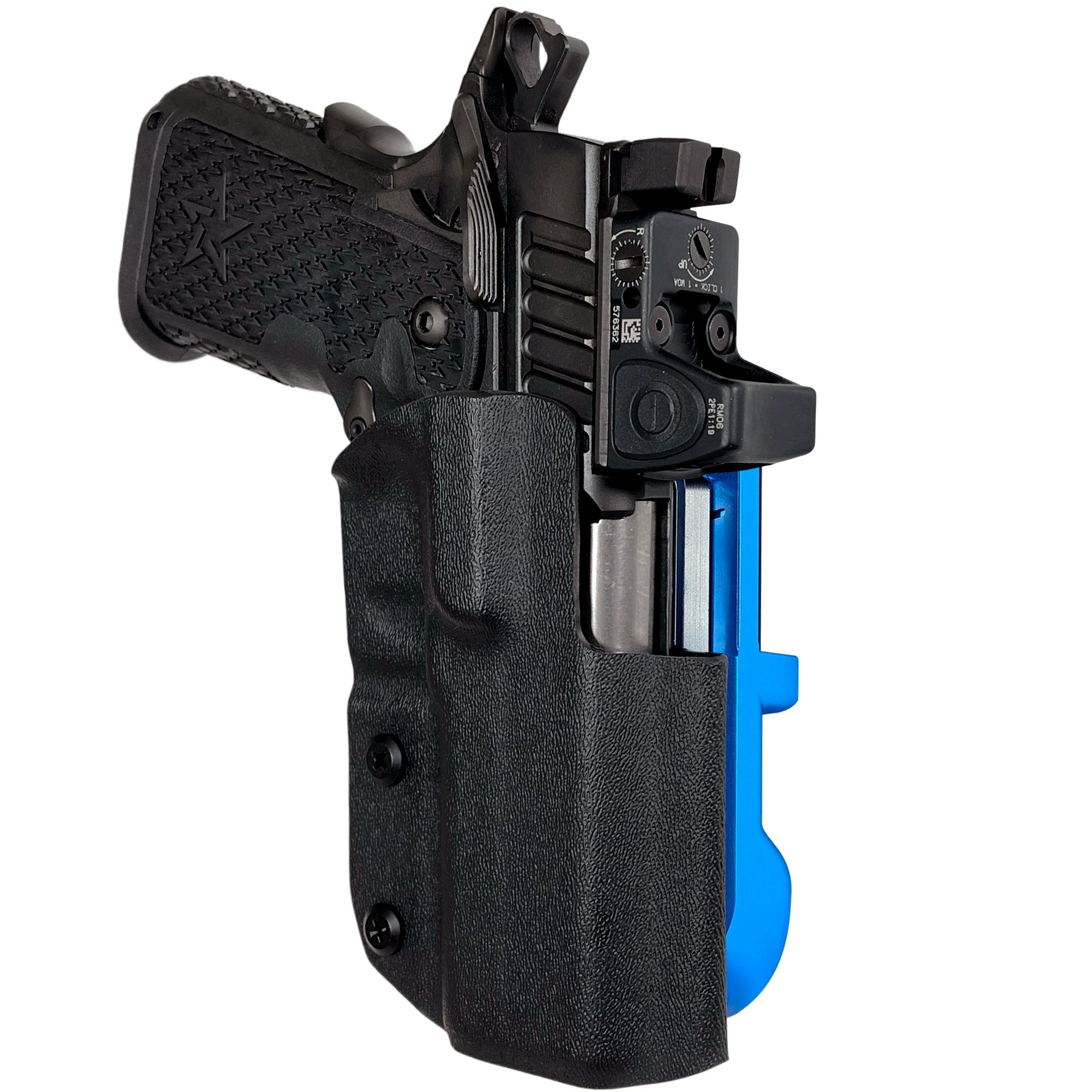 Staccato C2 IDPA Quick Mount Holster with Blue Belt Attachment, Black Holster Shell