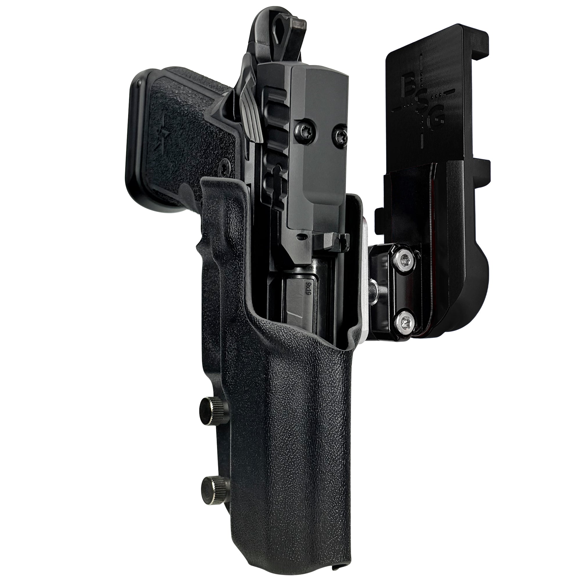 Staccato C4X IPSC/USPA Quick Mount Ball Joint Holster with Black Belt Attachment, Black Holster Shell