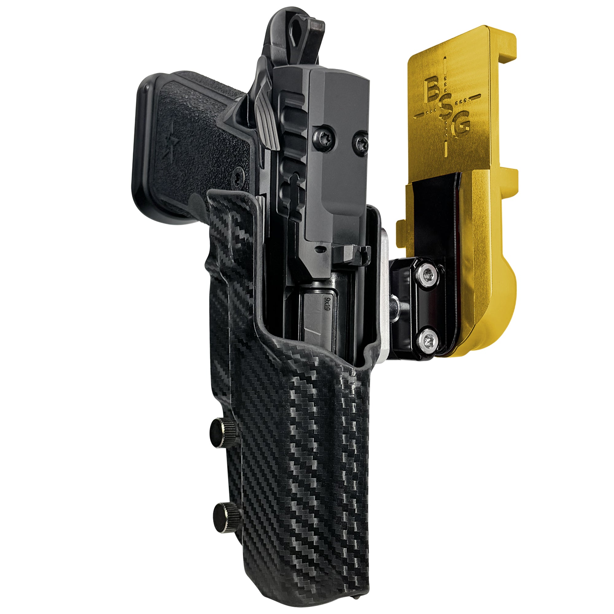 Staccato HD C4X IPSC/USPA Quick Mount Ball Joint Holster with 24K Gold Belt Attachment, Carbon Fiber Holster Shell