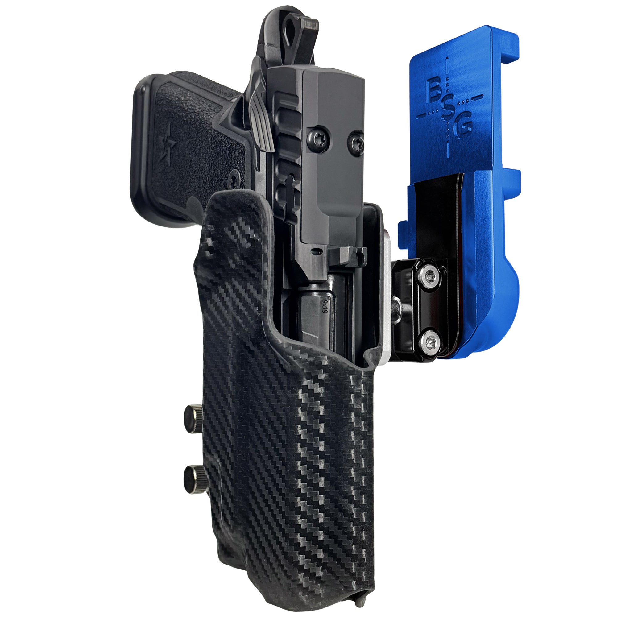 HD C4X TLR-7X IPSC/USPA Quick Mount Ball Joint Holster with Blue Belt Attachment, Carbon Fiber Holster Shell