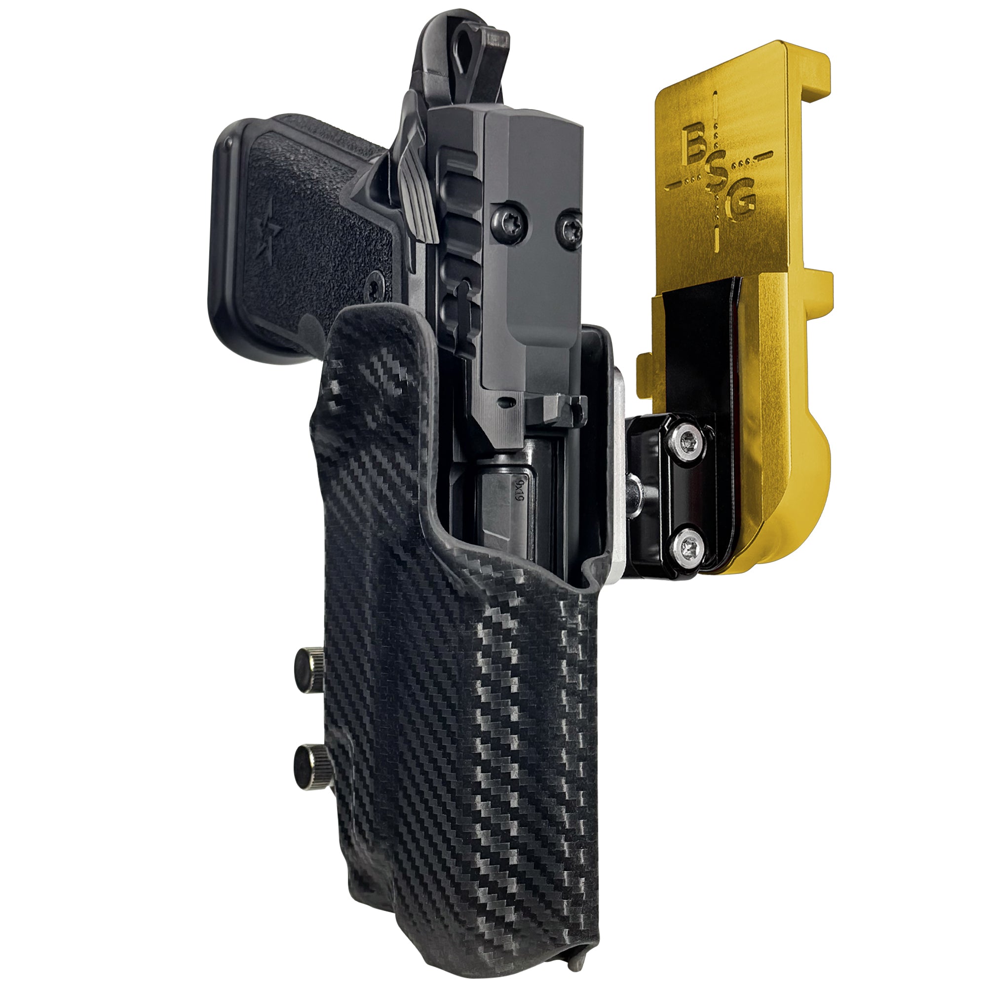 HD C4X TLR-7X IPSC/USPA Quick Mount Ball Joint Holster with 24K Gold Belt Attachment, Carbon Fiber Holster Shell