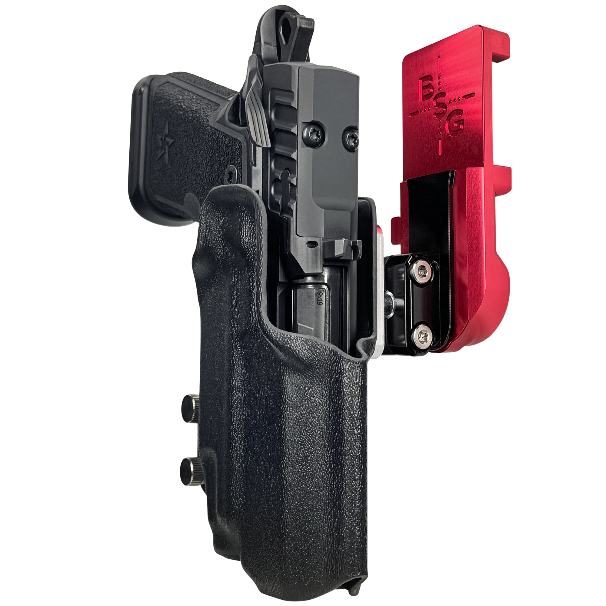 HD C4X TLR-7X IPSC/USPA Quick Mount Ball Joint Holster with Red Belt Attachment, Black Holster Shell