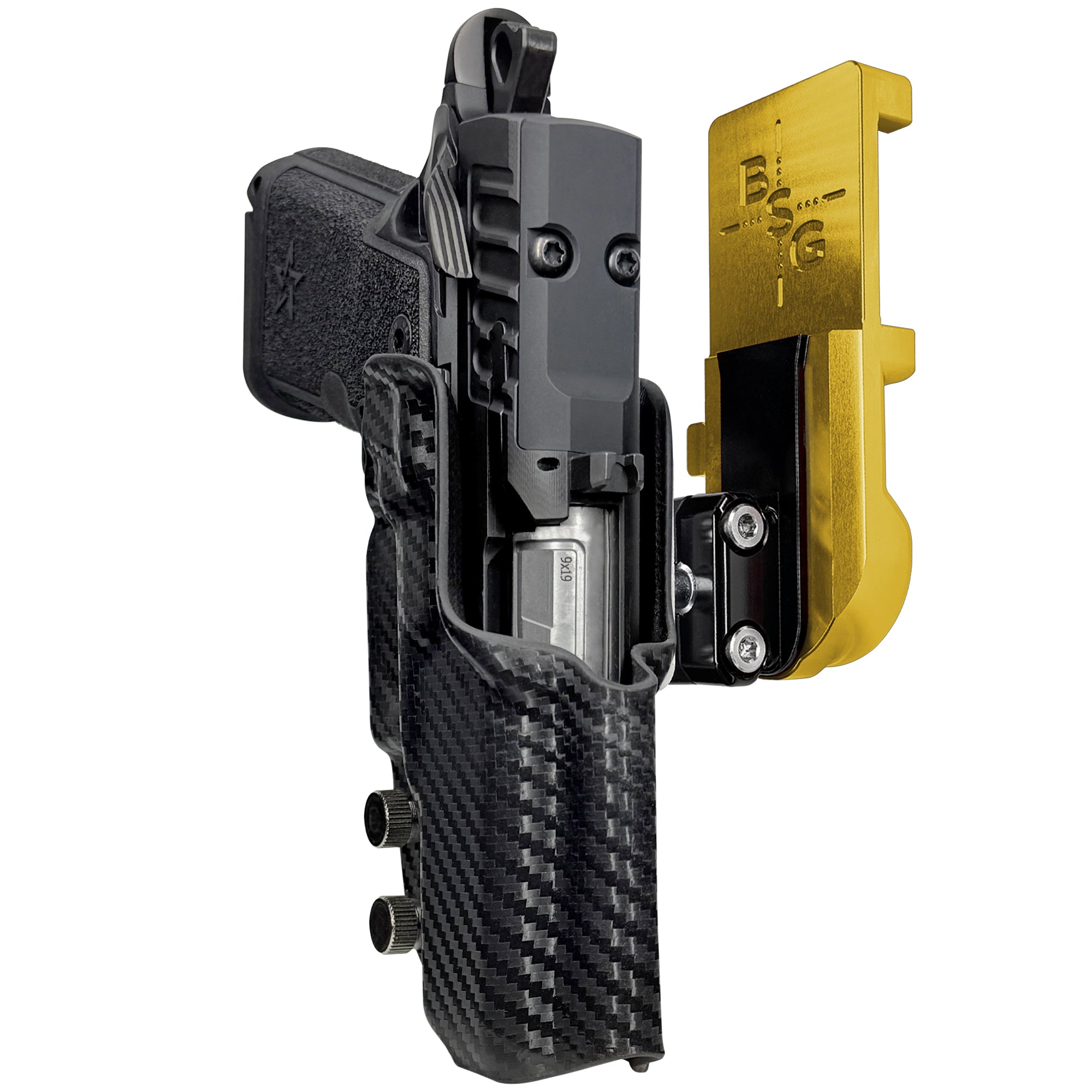 Staccato HD C3.6 IPSC/USPA Quick Mount Ball Joint Holster with 24K Gold Belt Attachment, Carbon Fiber Holster Shell