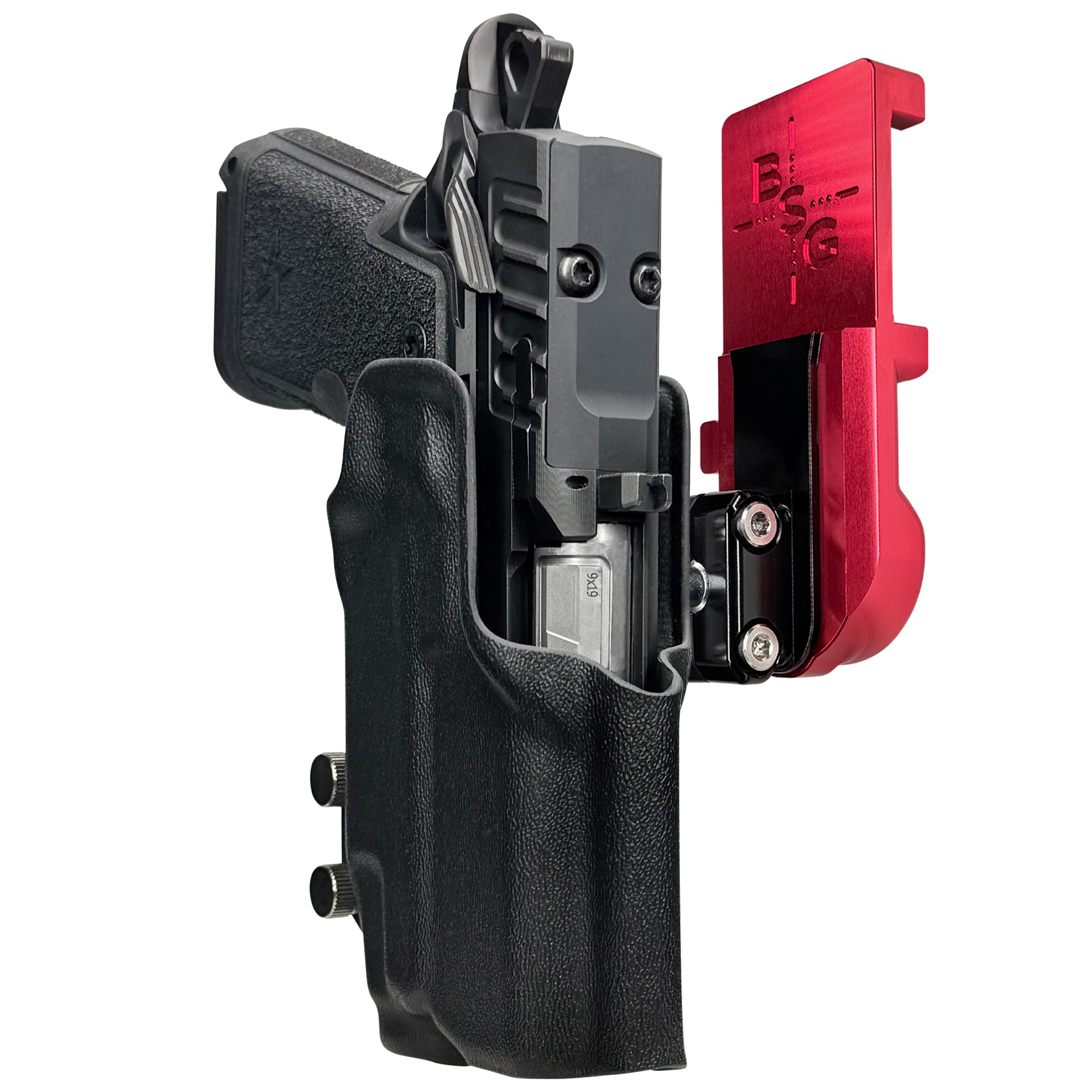 Staccato HD C3.6 TLR7X IPSC/USPA Quick Mount Ball Joint Holster with Red Belt Attachment, Black Holster Shell