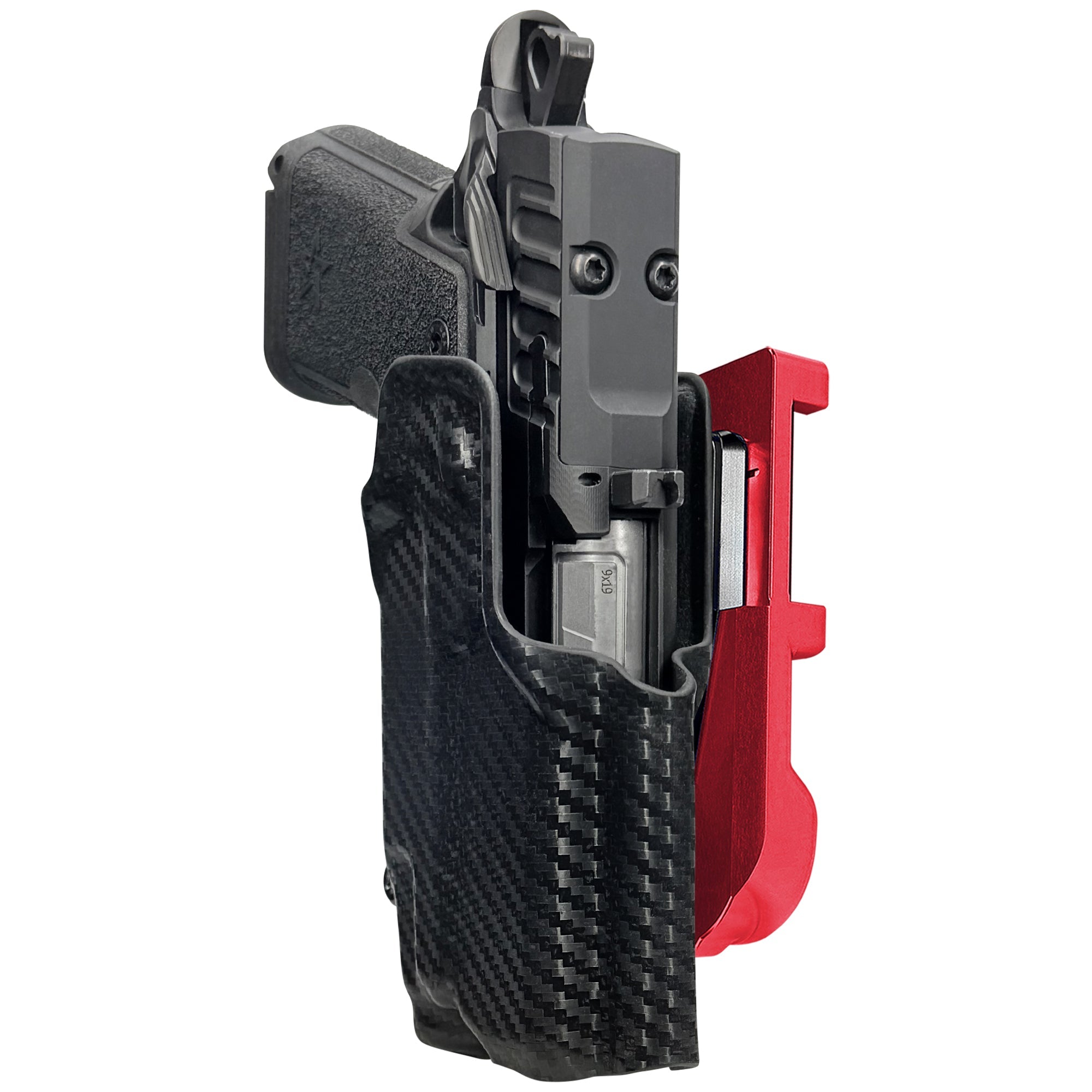 Staccato HD C3.6 TLR7X IDPA Quick Mount Holster with Red Belt Attachment, Carbon Fiber Holster Shell