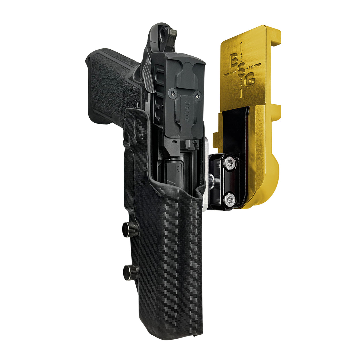 Staccato HD P4.5 IPSC/USPA Quick Mount Ball Joint Holster with 24K Gold Belt Attachment, Carbon Fiber Holster Shell
