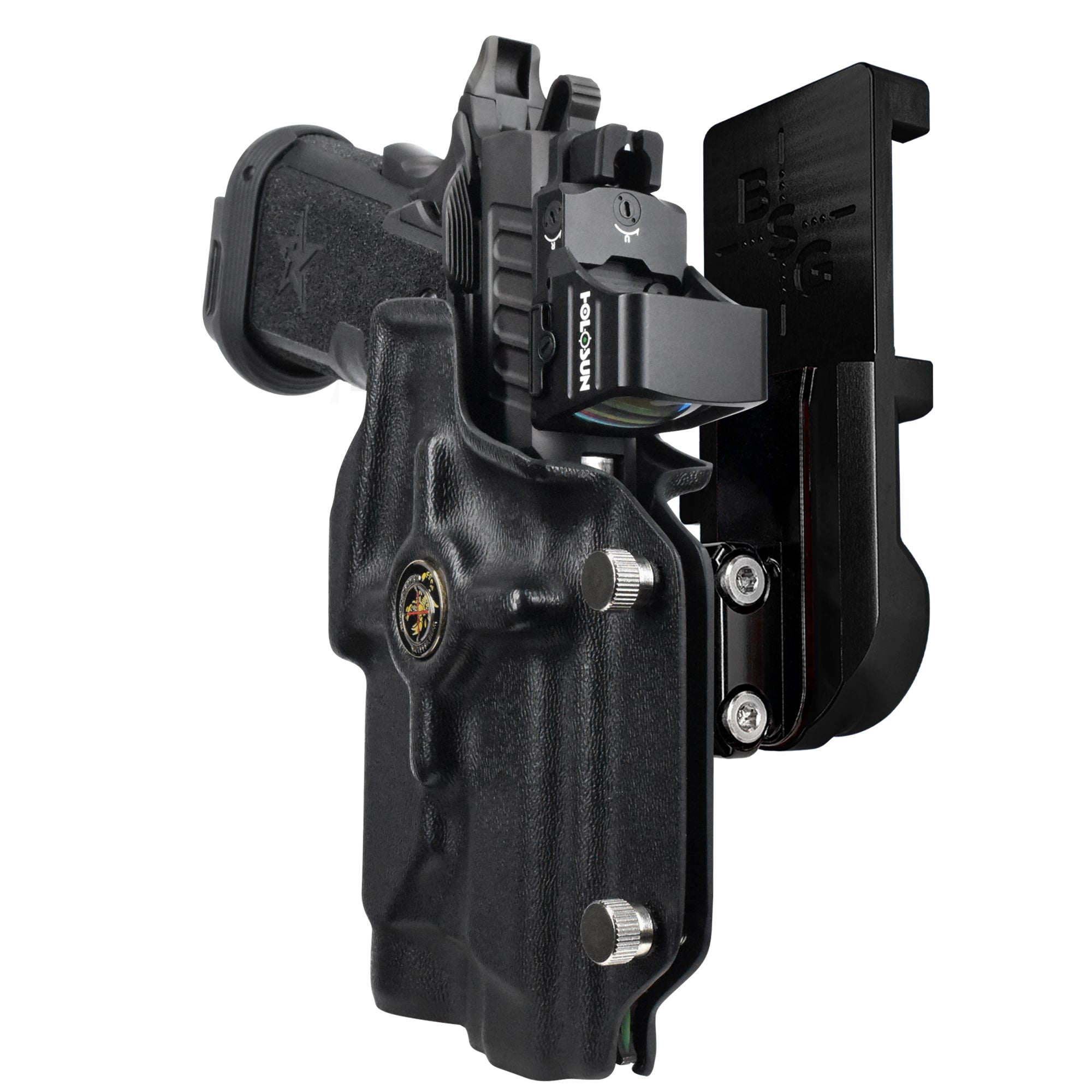 Staccato P - P.ID IPSC/USPA Quick Mount Ball Joint Holster with Black Belt Attachment, Black Holster Shell