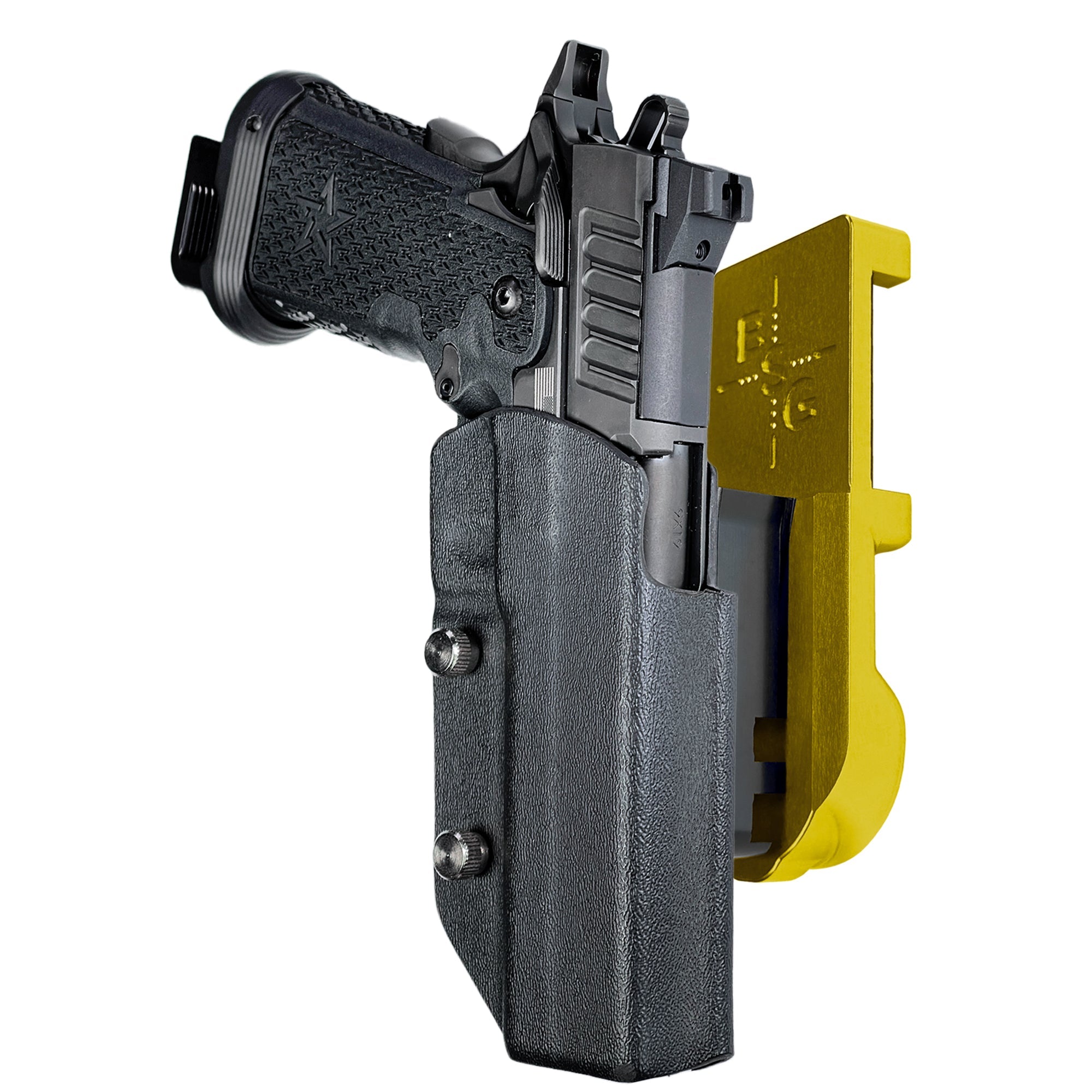 Staccato XC IPSC/USPA Quick Mount Holster with 24K Gold Belt Attachment, Black Holster Shell