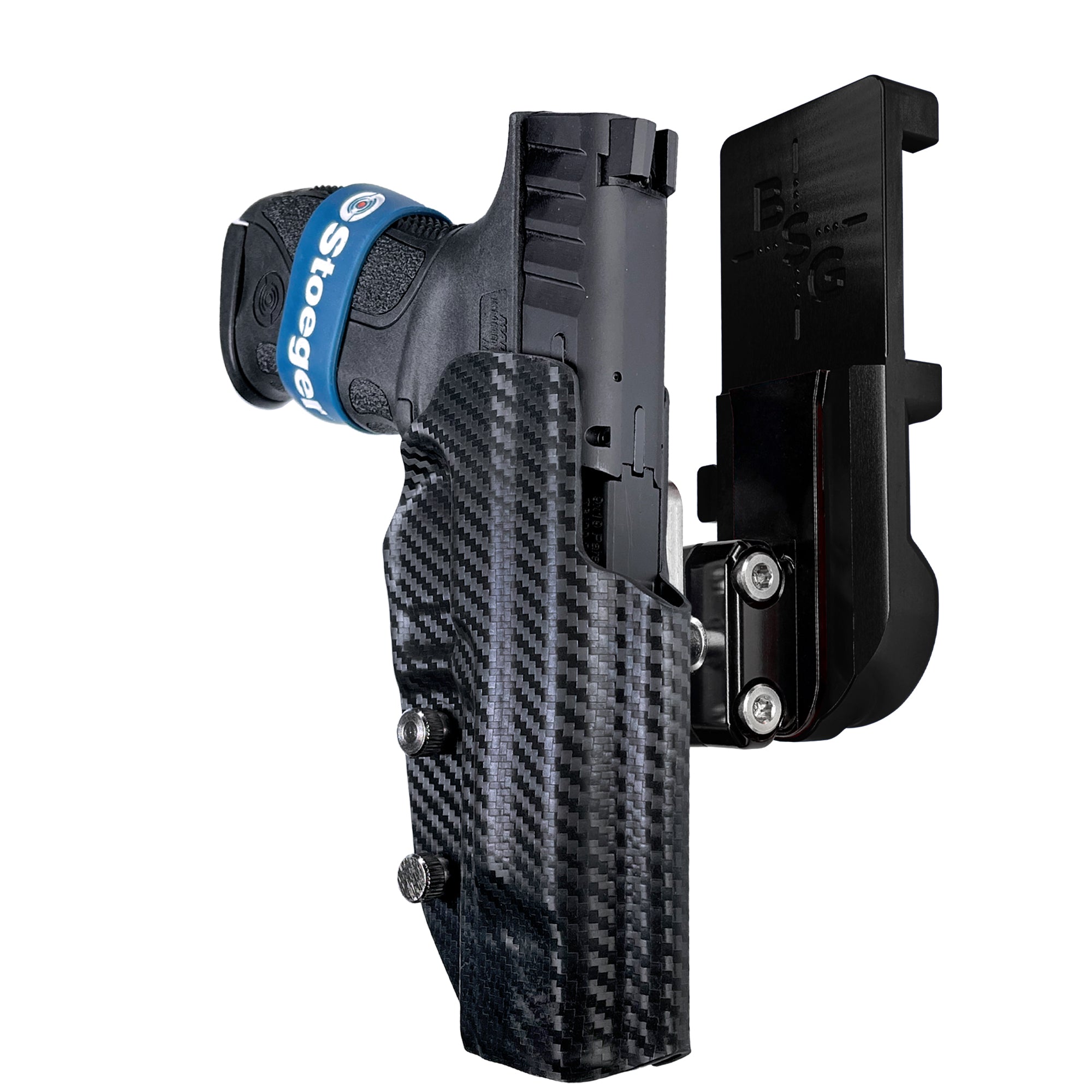 Stoeger STR-9 F IPSC/USPA Quick Mount Ball Joint Holster with Black Belt Attachment, Carbon Fiber Holster Shell