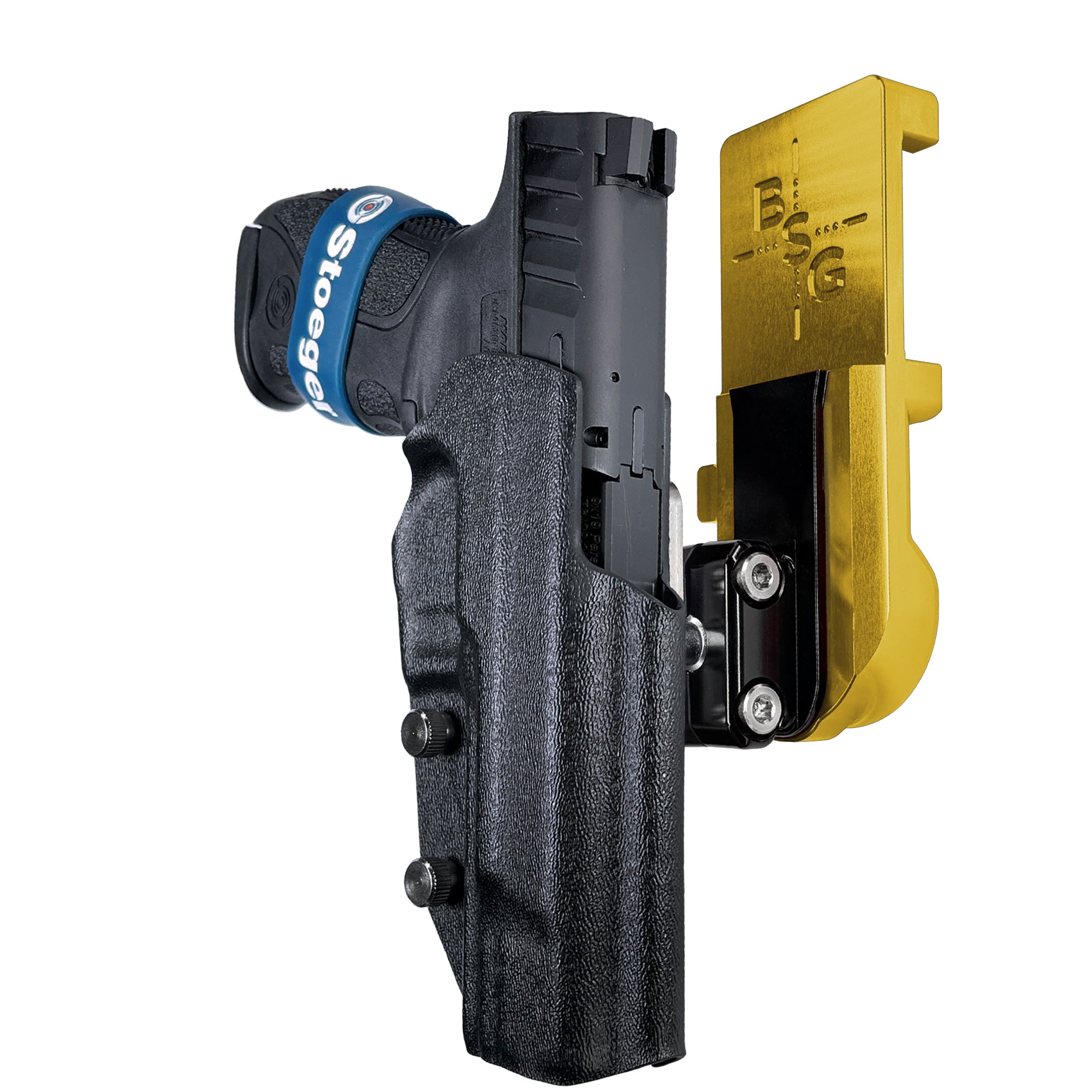 Stoeger STR-9 F IPSC/USPA Quick Mount Ball Joint Holster with 24K Gold Belt Attachment, Black Holster Shell