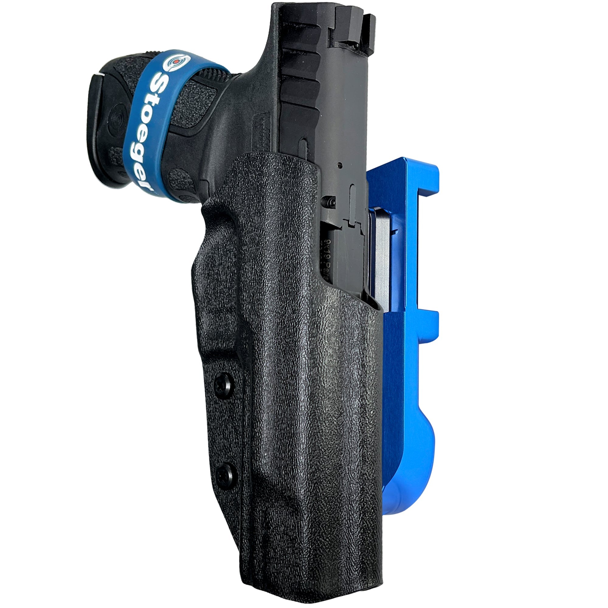 Stoeger STR-9 F IDPA Quick Mount Holster with Blue Belt Attachment, Black Holster Shell