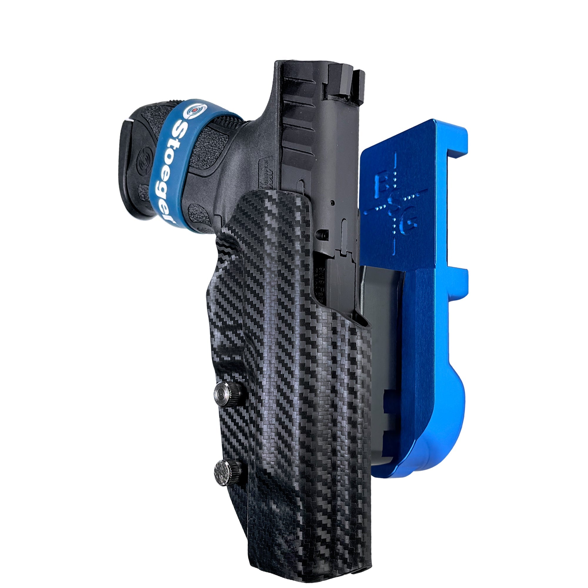 Stoeger STR-9 F IPSC/USPA Quick Mount Holster with Blue Belt Attachment, Carbon Fiber Holster Shell