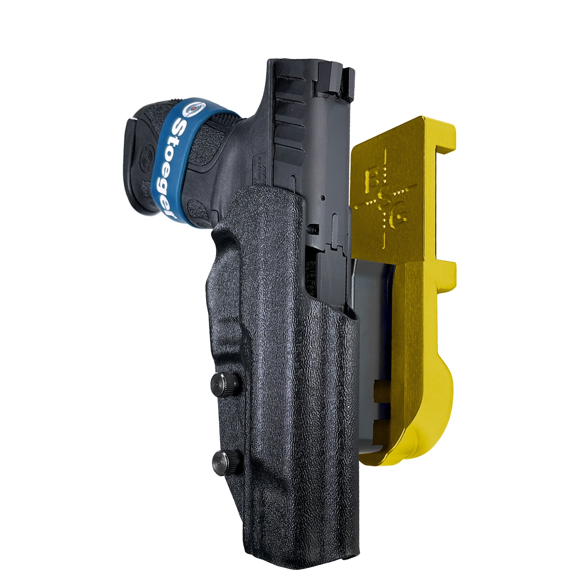 Stoeger STR-9 F IPSC/USPA Quick Mount Holster with 24K Gold Belt Attachment, Black Holster Shell