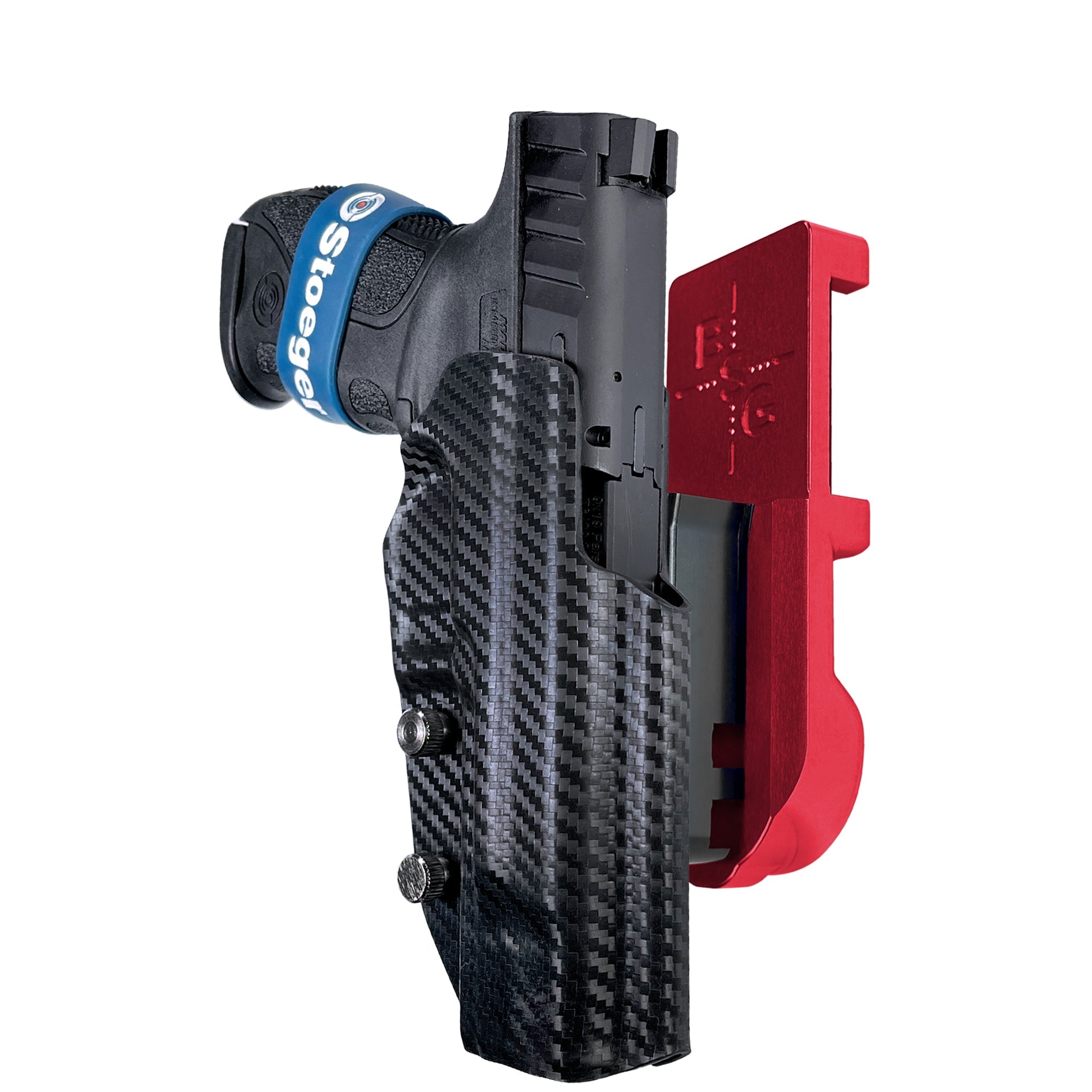 Stoeger STR-9 F IPSC/USPA Quick Mount Holster with Red Belt Attachment, Carbon Fiber Holster Shell