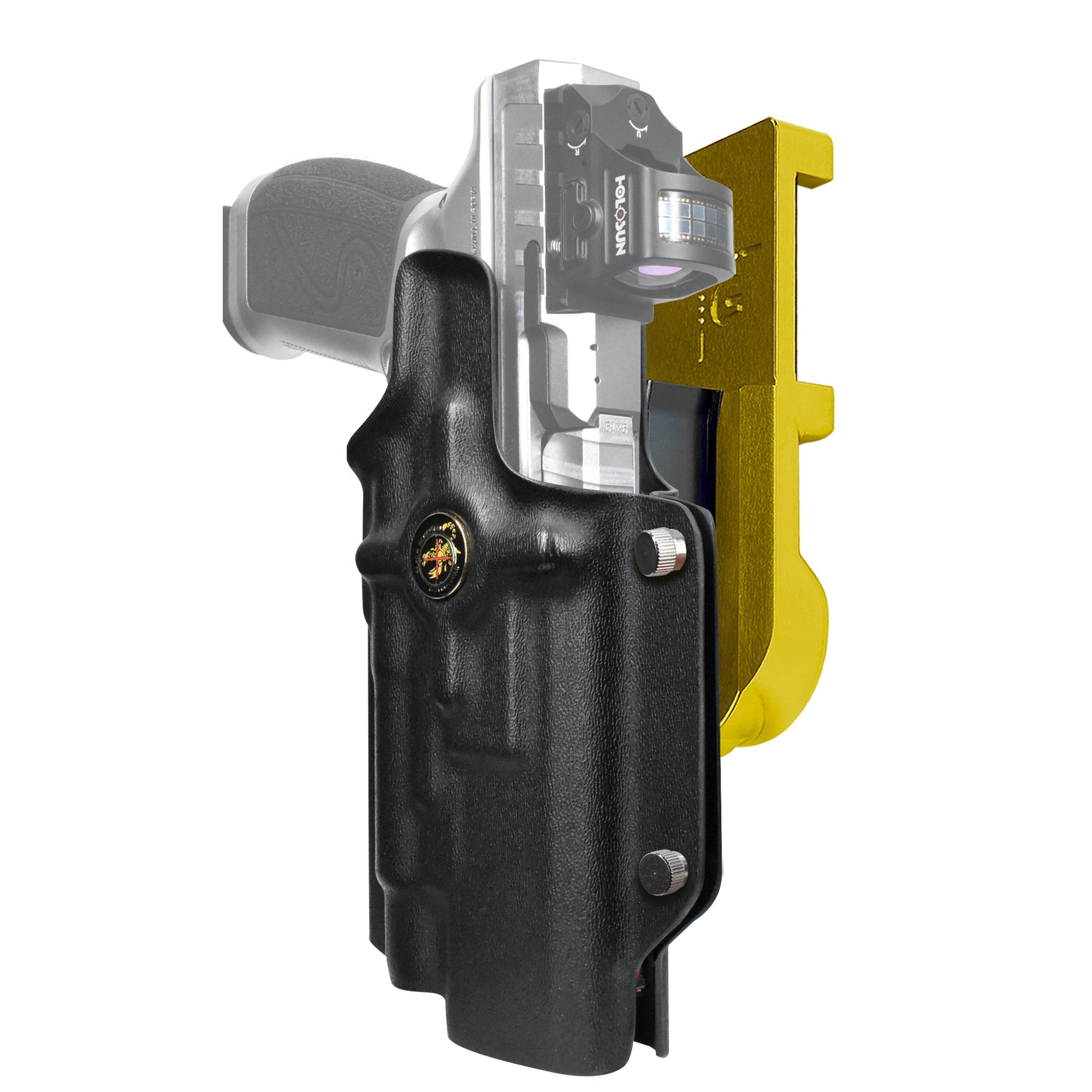 Springfield Prodigy 5in TLR-1 HL IPSC/USPA Quick Mount Holster with 24K Gold Belt Attachment, Black Holster Shell