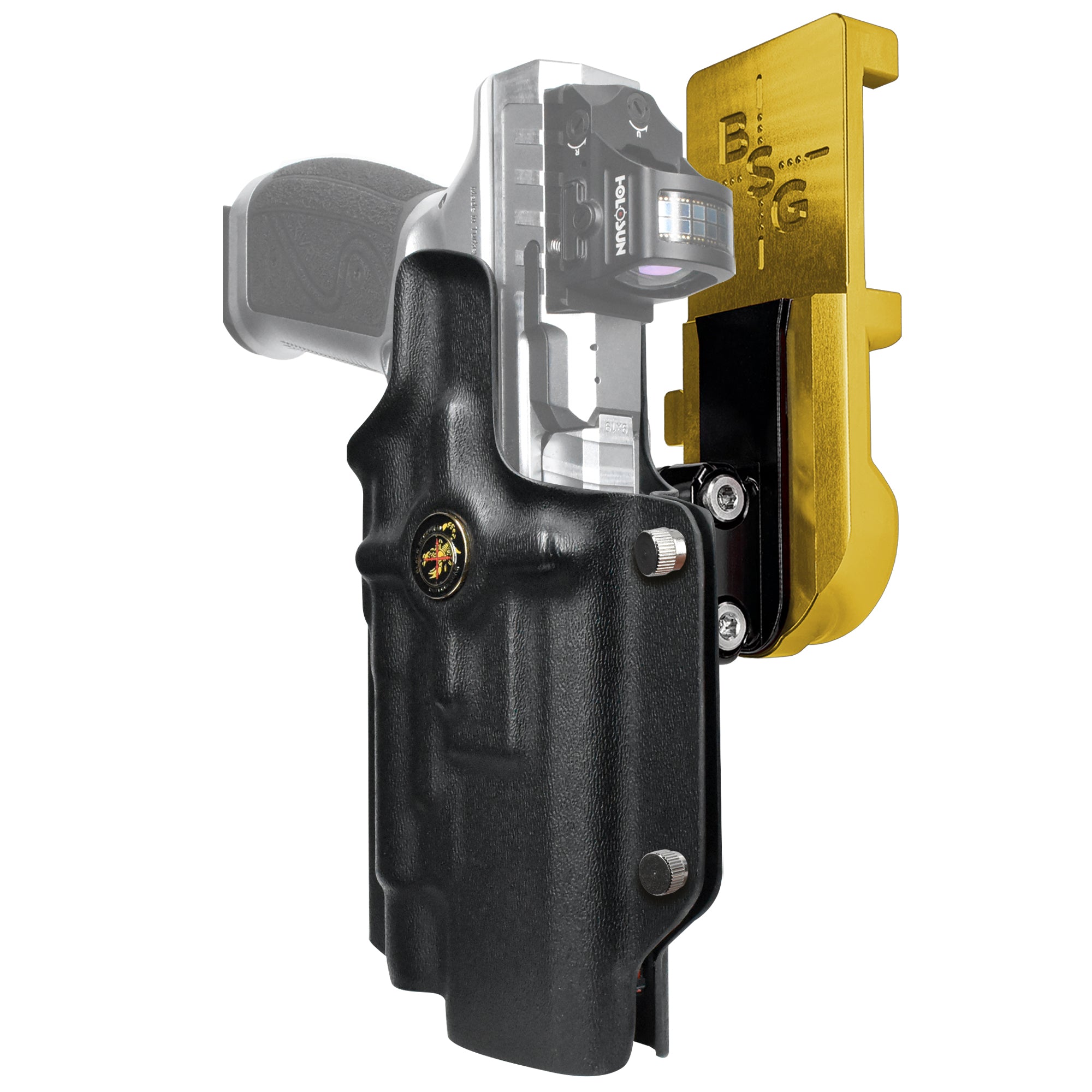 Rival-S TLR1-HL IPSC/USPA Quick Mount Ball Joint Holster with 24K Gold Belt Attachment, Black Holster Shell