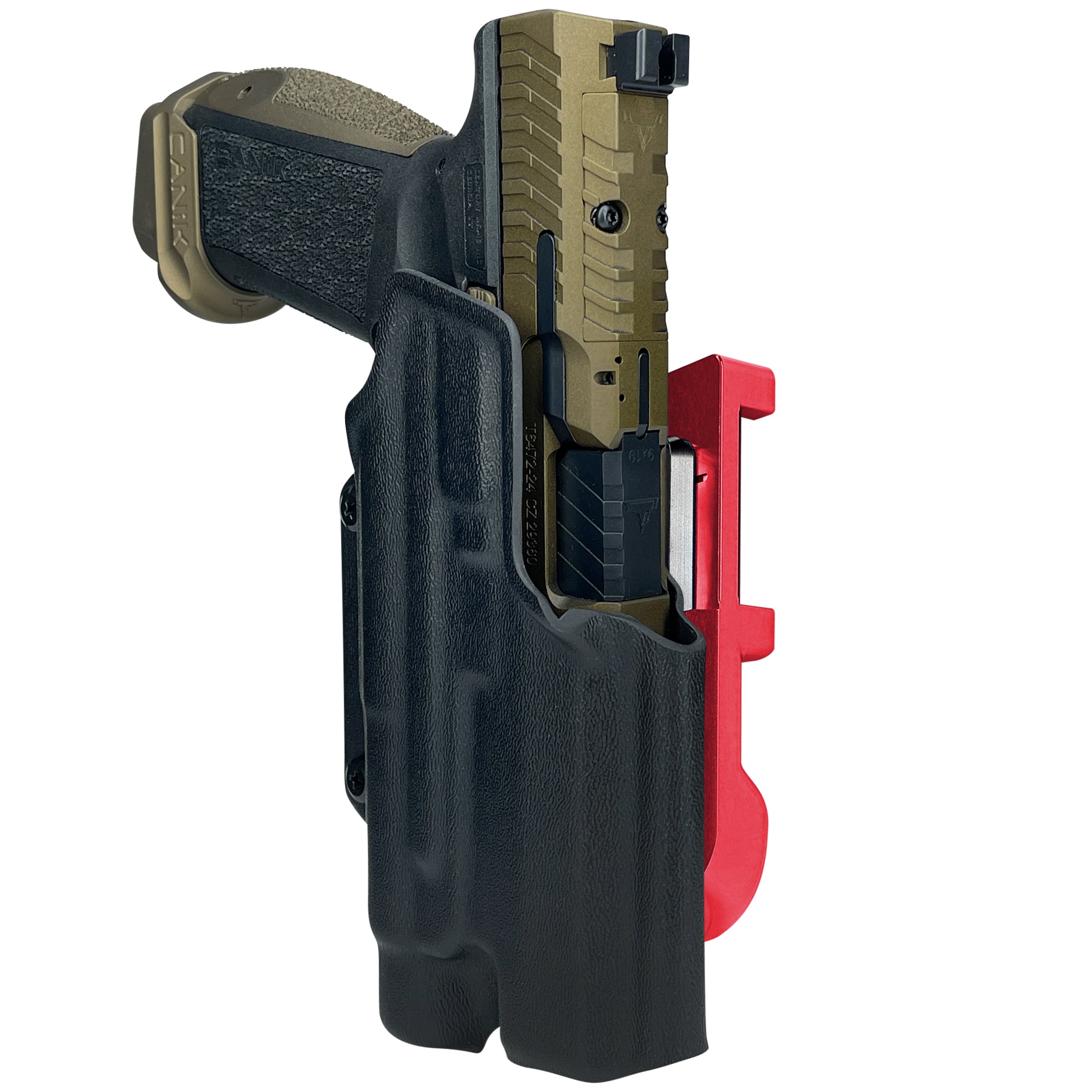 TTI Combat TLR1HL IDPA Quick Mount Holster with Red Belt Attachment, Black Holster Shell