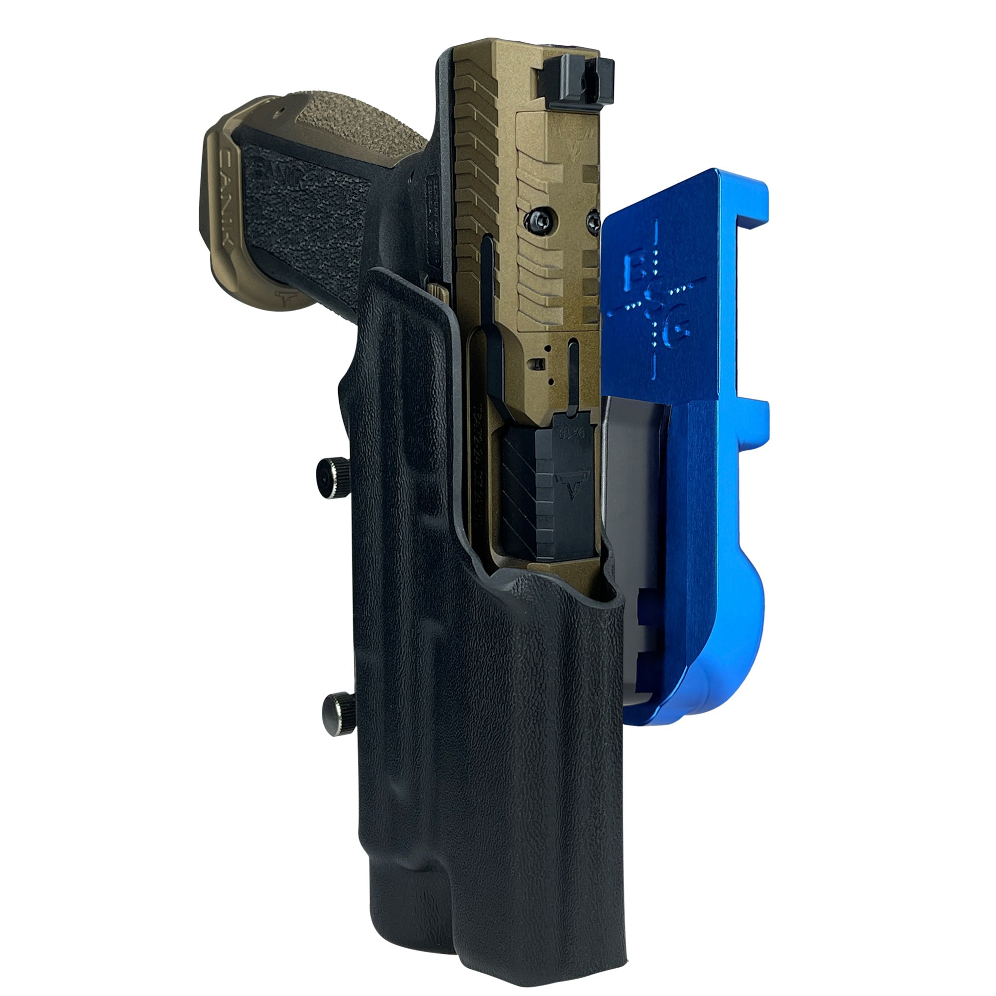 TTI Combat TLR1HL IPSC/USPA Quick Mount Holster with Blue Belt Attachment, Black Holster Shell