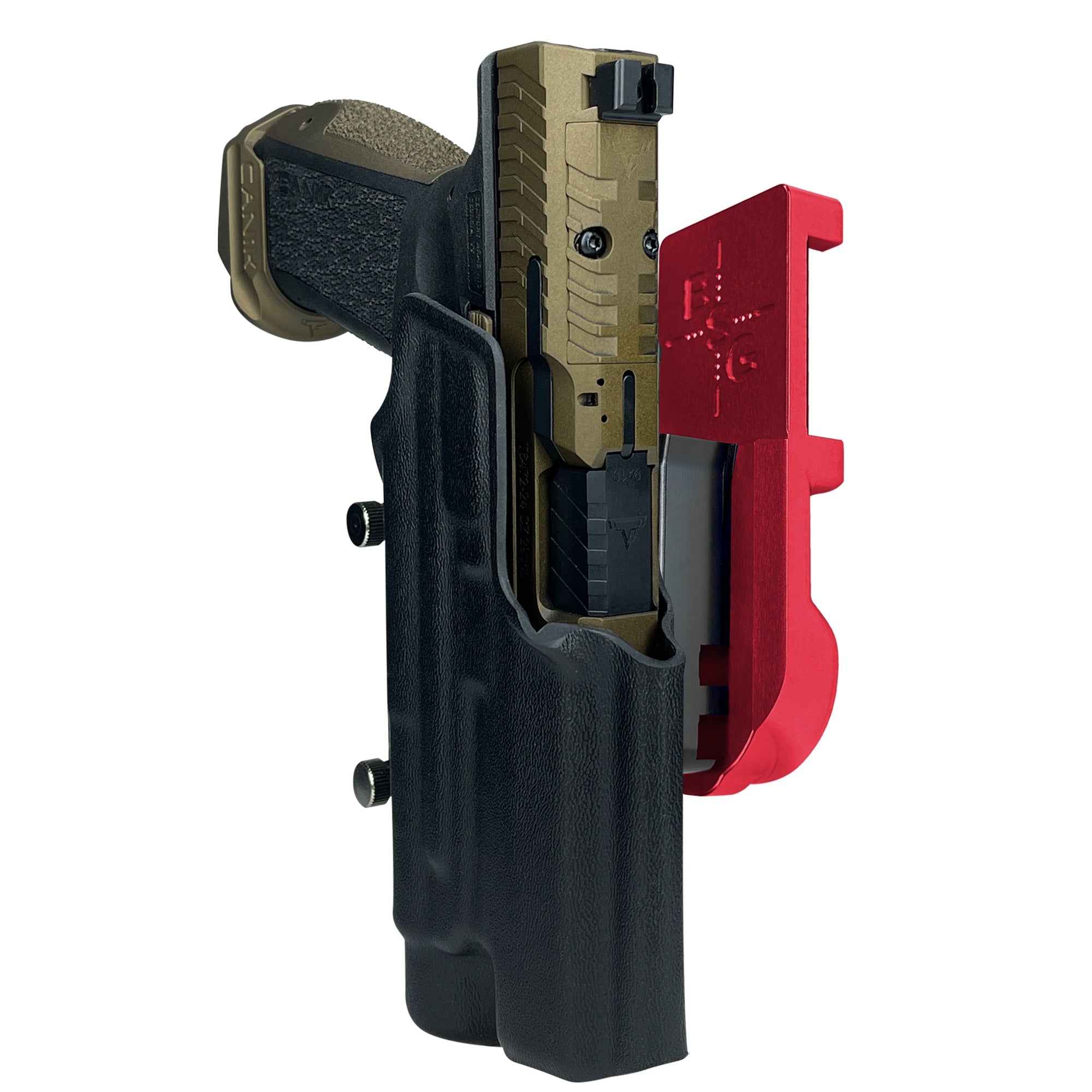 TTI Combat TLR1HL IPSC/USPA Quick Mount Holster with Red Belt Attachment, Black Holster Shell