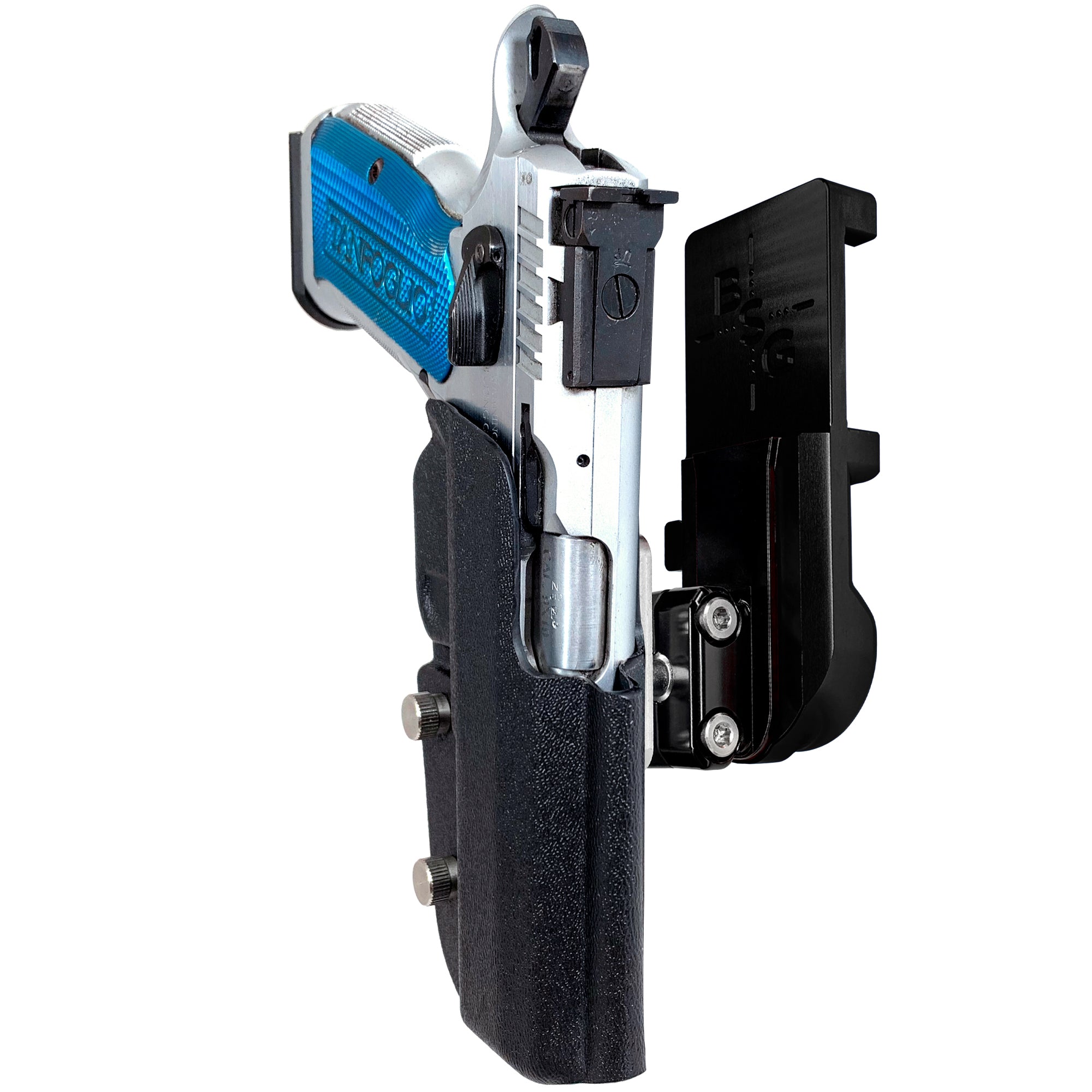 Tanfoglio Stock 2 IPSC/USPA Quick Mount Ball Joint Holster with Black Belt Attachment, Black Holster Shell