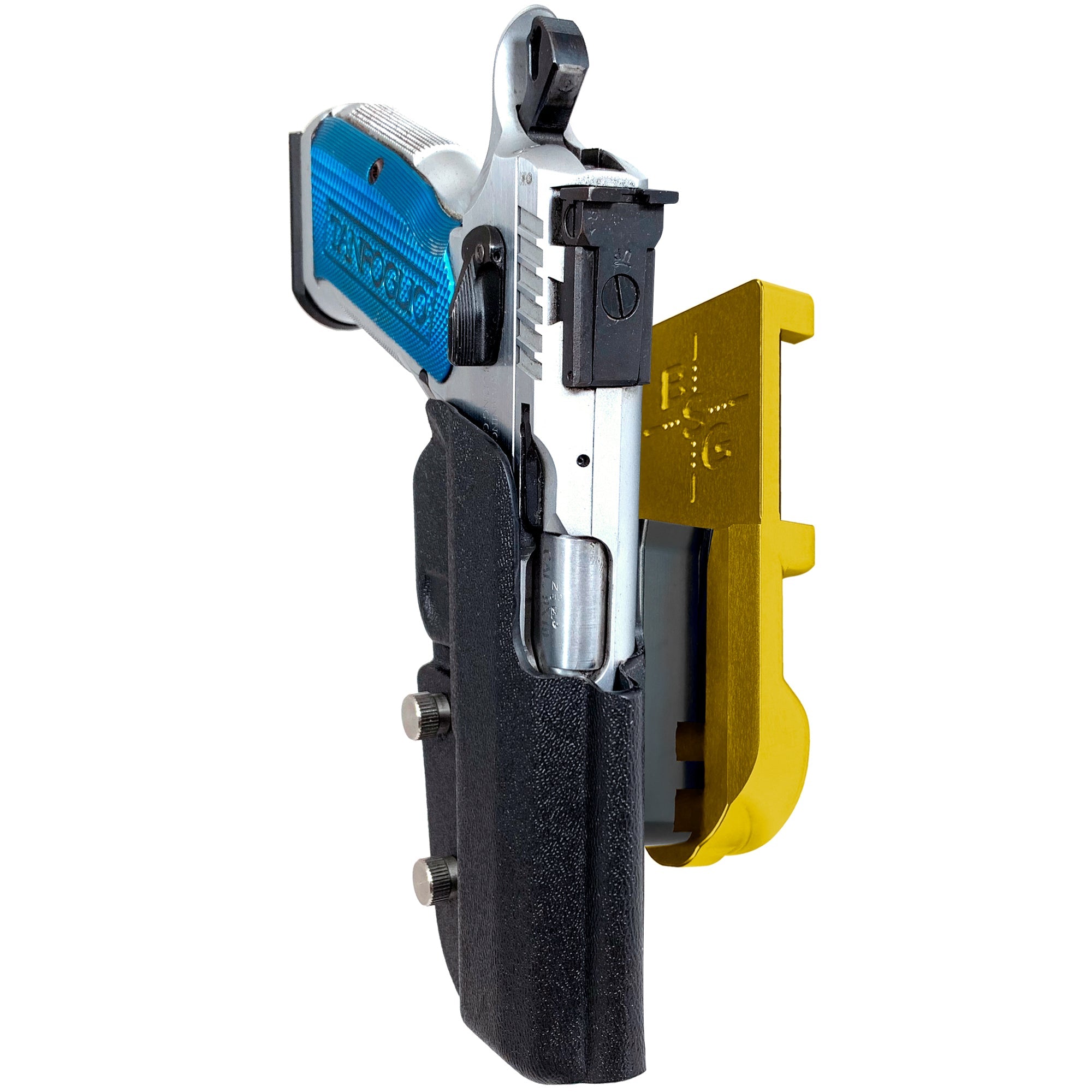 Tanfoglio Stock 2 IPSC/USPA Quick Mount Holster with 24K Gold Belt Attachment, Black Holster Shell